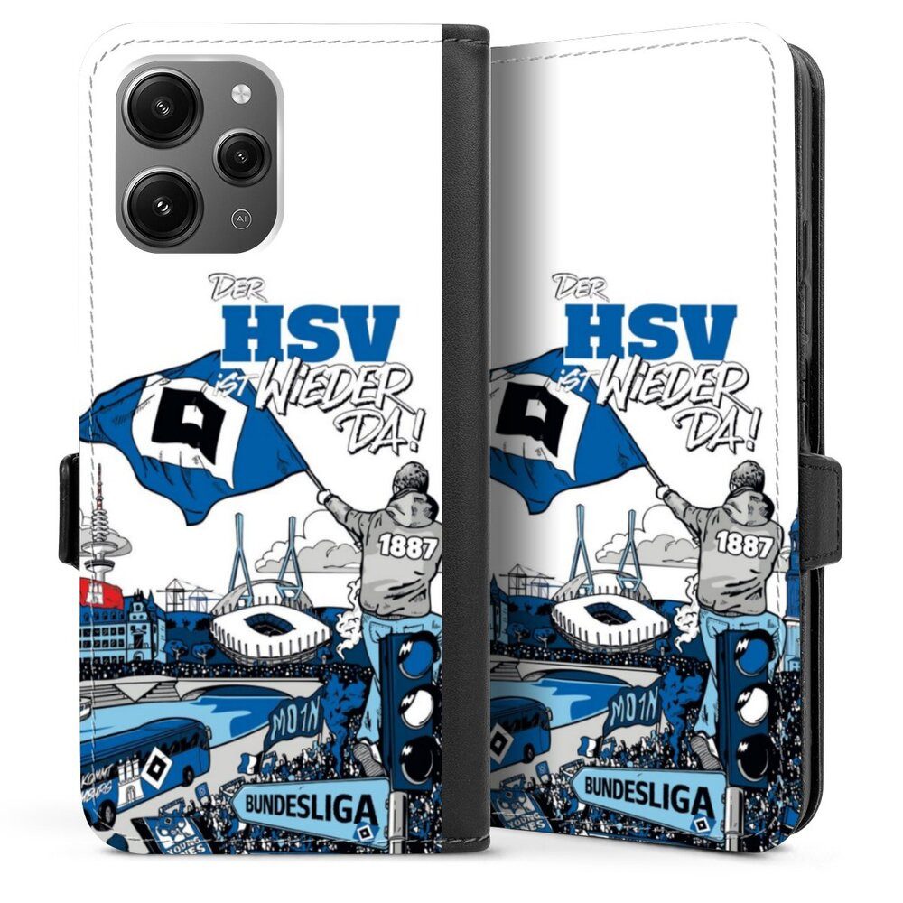 DeinDesign Handyhülle Hamburger SV Offizielles Lizenzprodukt Aufstieg, Xiaomi Redmi 12 Hülle Handy Flip Case Wallet Cover Handytasche Leder