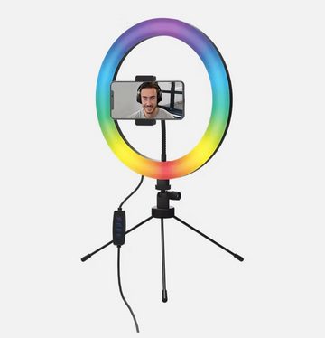 Spectrum Ringlicht Ringlicht Selfie 26 cm mit Stativ 650 Lumen dimmbar 2 Color Modes