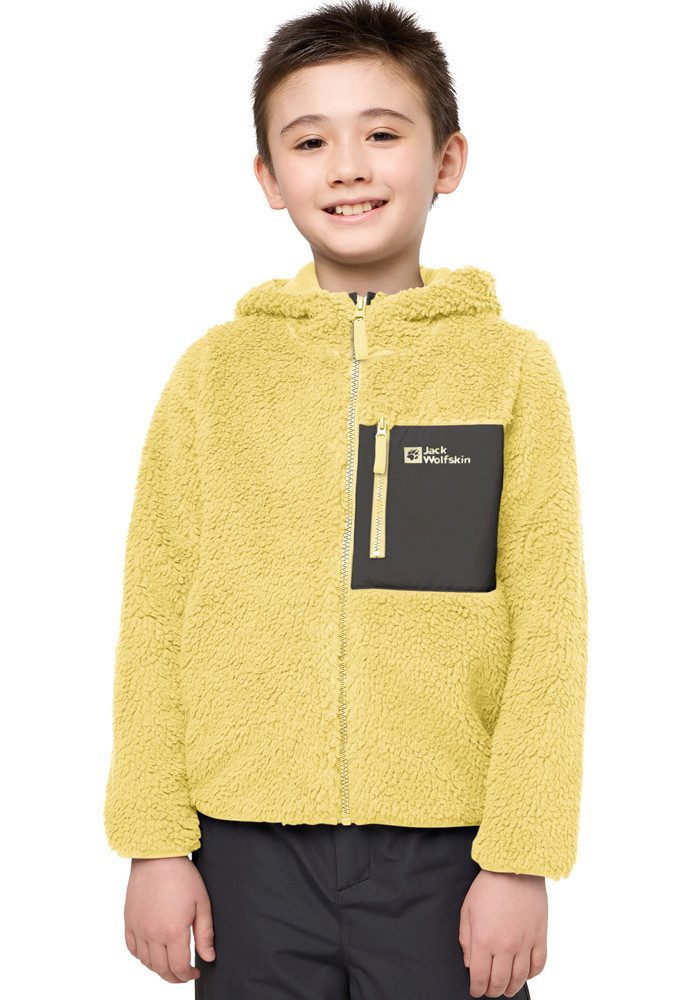 Jack Wolfskin Fleecejacke ICE CURL HOOD JACKET K Übergangsjacke mit Kapuze, mit Brusttasche mit Reißverschluss