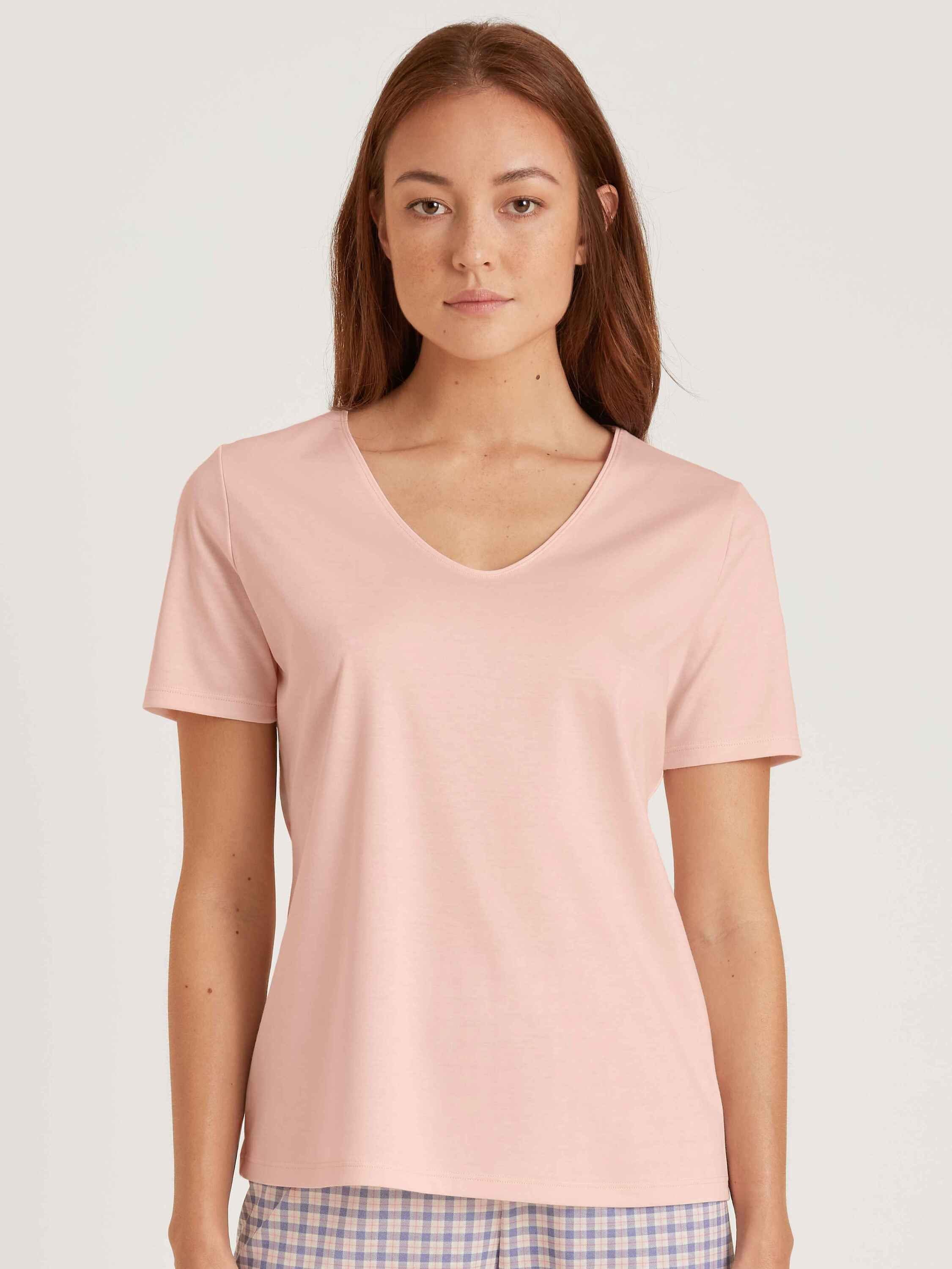 CALIDA Kurzarmshirt T-Shirt, V-Neck (1-tlg) blush pearl