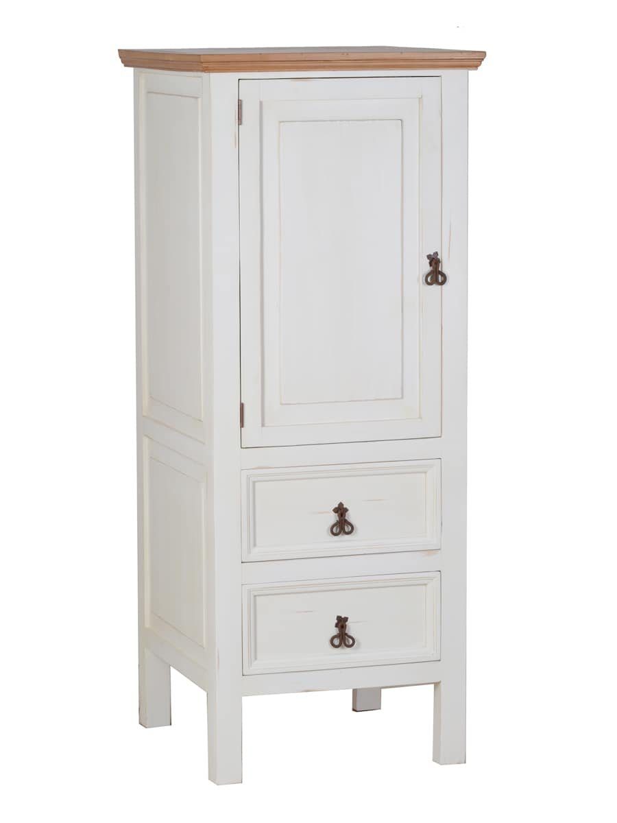 MiaMöbel Hochschrank Mexico aus massivem Pinienholz Weiß