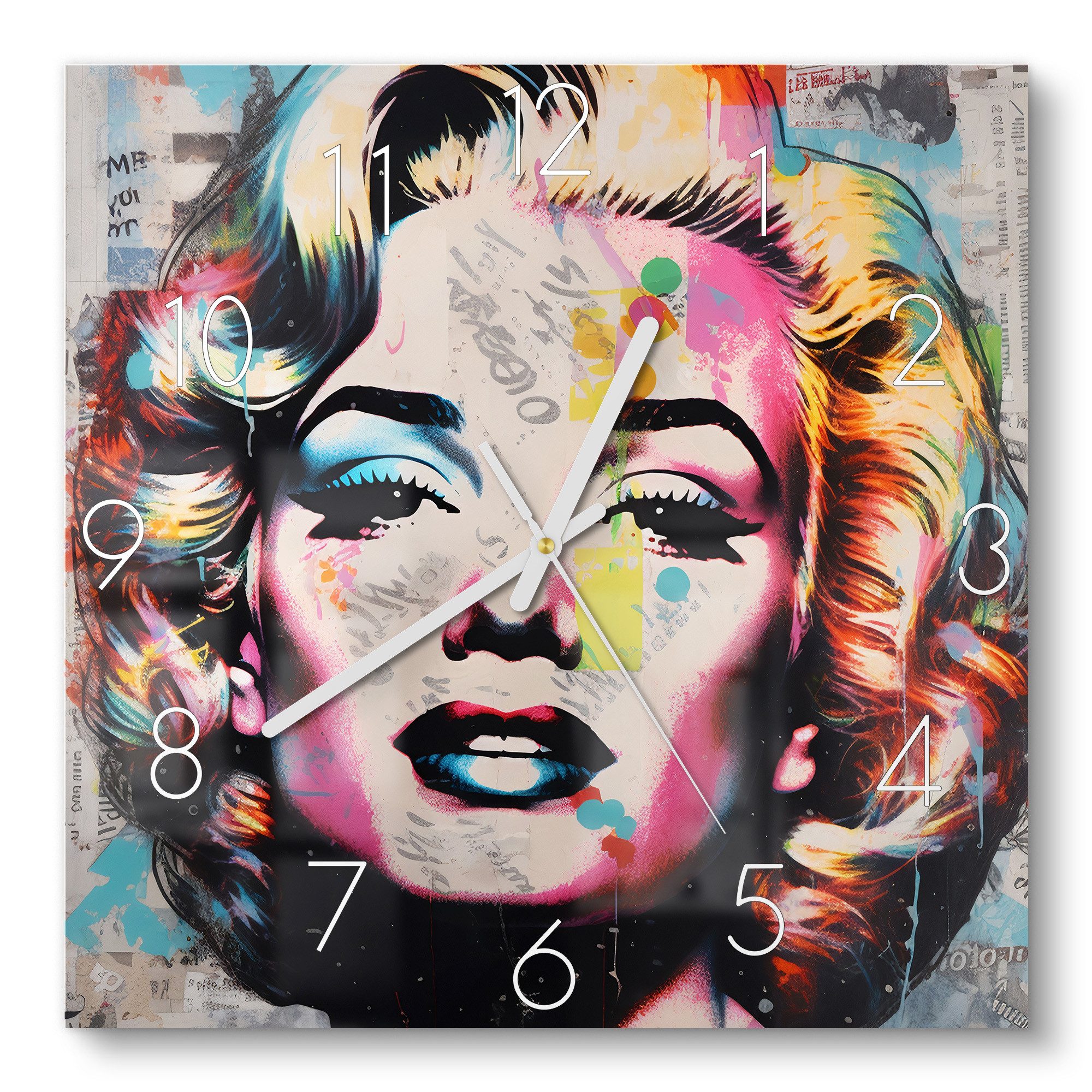 DEQOART Wanduhr &amp;#39;Farbenfrohe Diva&amp;#39; (Glas Glasuhr modern Wand Uhr Design ...