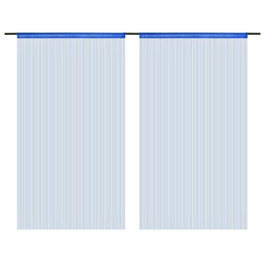 (2 100 Vorhang x 250 Stk. 2 Fadenvorhänge cm furnicato, St) Blau,