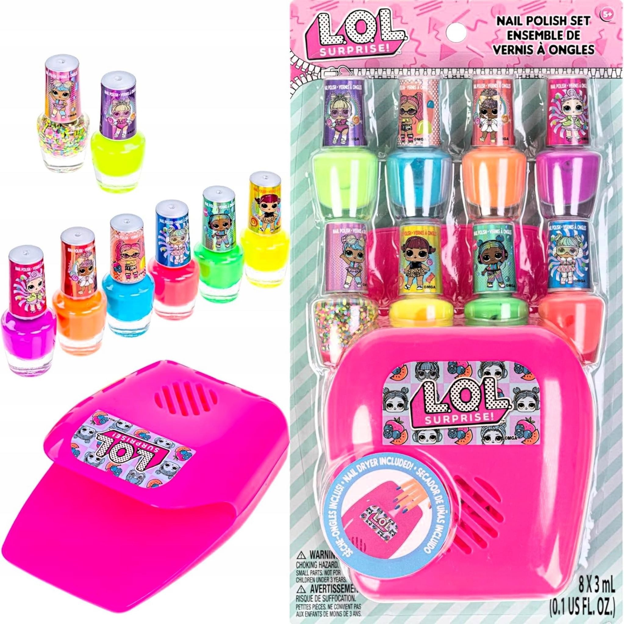 L.O.L. SURPRISE! Nagellack L.O.L. Surprise Nagelset mit 8 farbenfrohen Lacken & Nageltrockner, 8-tlg.