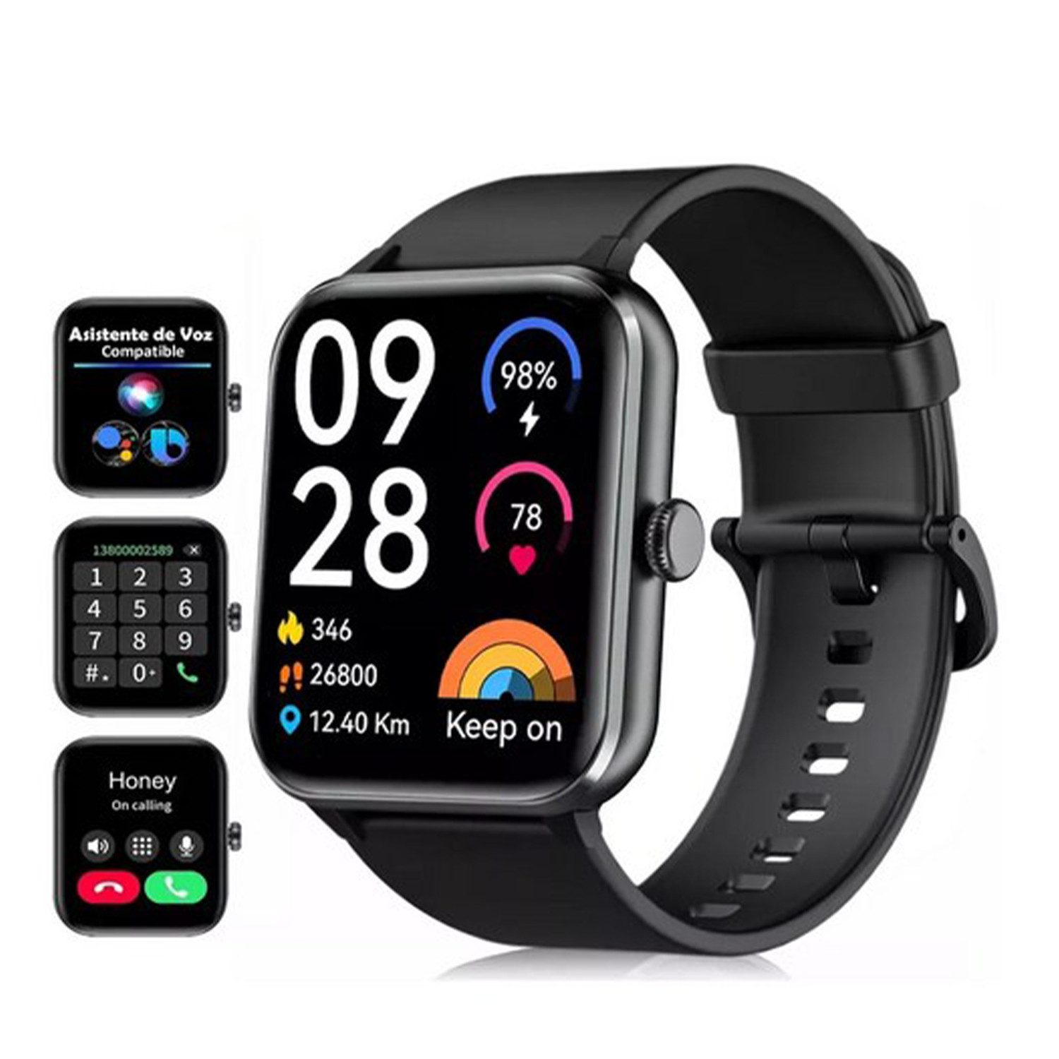 blackview Smartwatch Damen Herren mit 5 Tagen Akkulaufzeit,1,85" HD Touchscreen Smartwatch (1.85 Zoll, iOS/Android), mit Wechselband aus weichemSilikon und Ladekabel, KI-Sprachassistent, Herzfrequenz,SpO₂,Schlaf,100+ Sportmodi, 2 Armband