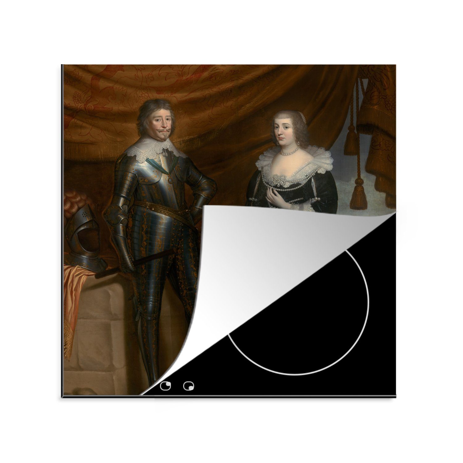 MuchoWow Herdblende-/Abdeckplatte Prinz Frederik Hendrik und seine Frau Amalia van Solms - Gerrit van, Vinyl, (1 tlg), 78x78 cm, Ceranfeldabdeckung, Arbeitsplatte für küche
