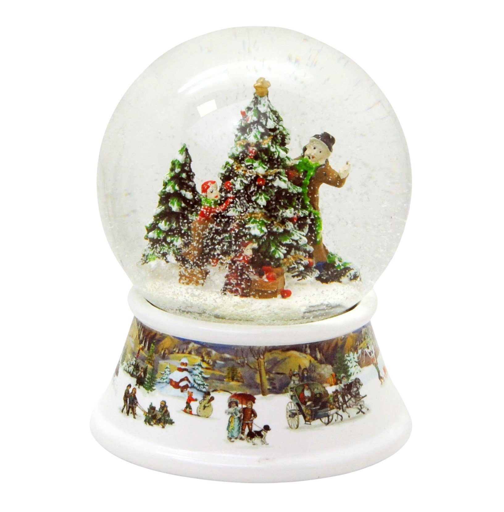 Schneelandschaft Geschenke mit 10cm Weihnachtsbaum Schneekugel schmücken MINIUM-Collection Spieluhr