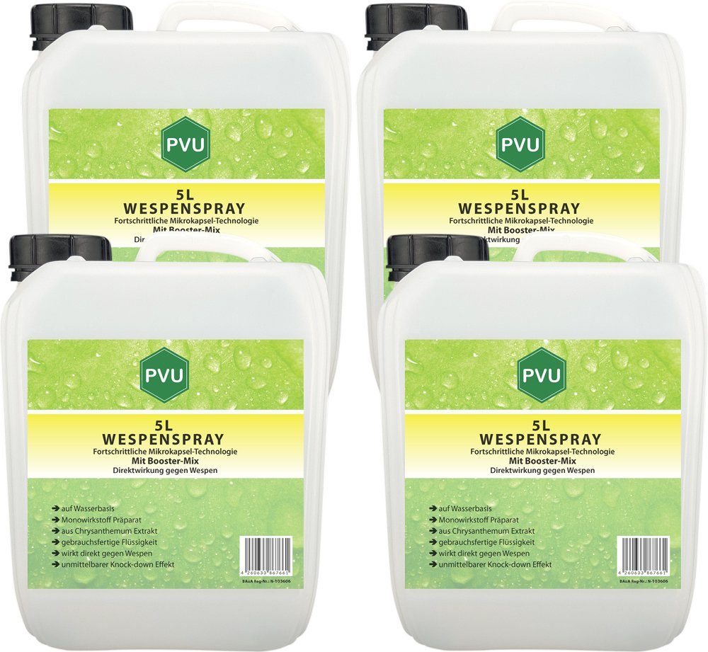 PVU Wespenspray Wespenbekämpfung mit Fortschrittlicher Mikrokapsel-Technologie, 20 l, Booster Mix, unmittelbarer Knock-down Effekt