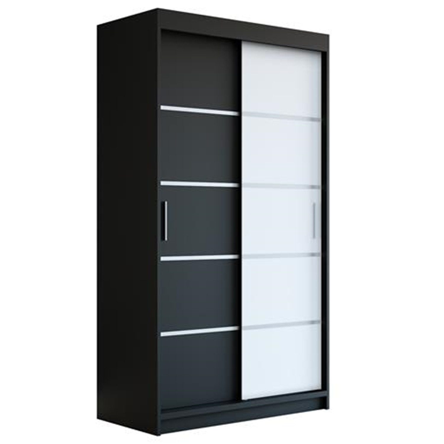A&J MöbelLand GmbH Schiebetürenschrank PARIS 2-türig Schrank (TOP ANGEBOT! Geräumiger Schrank mit viel Stauraum:6 Regalen und 1 Kleiderstange – -ideal zur Aufbewahrung von Kleidung und Accessoires. TOP PRODUKT! Farbe und Größe (120 cm, 160 cm, 180 cm) zur