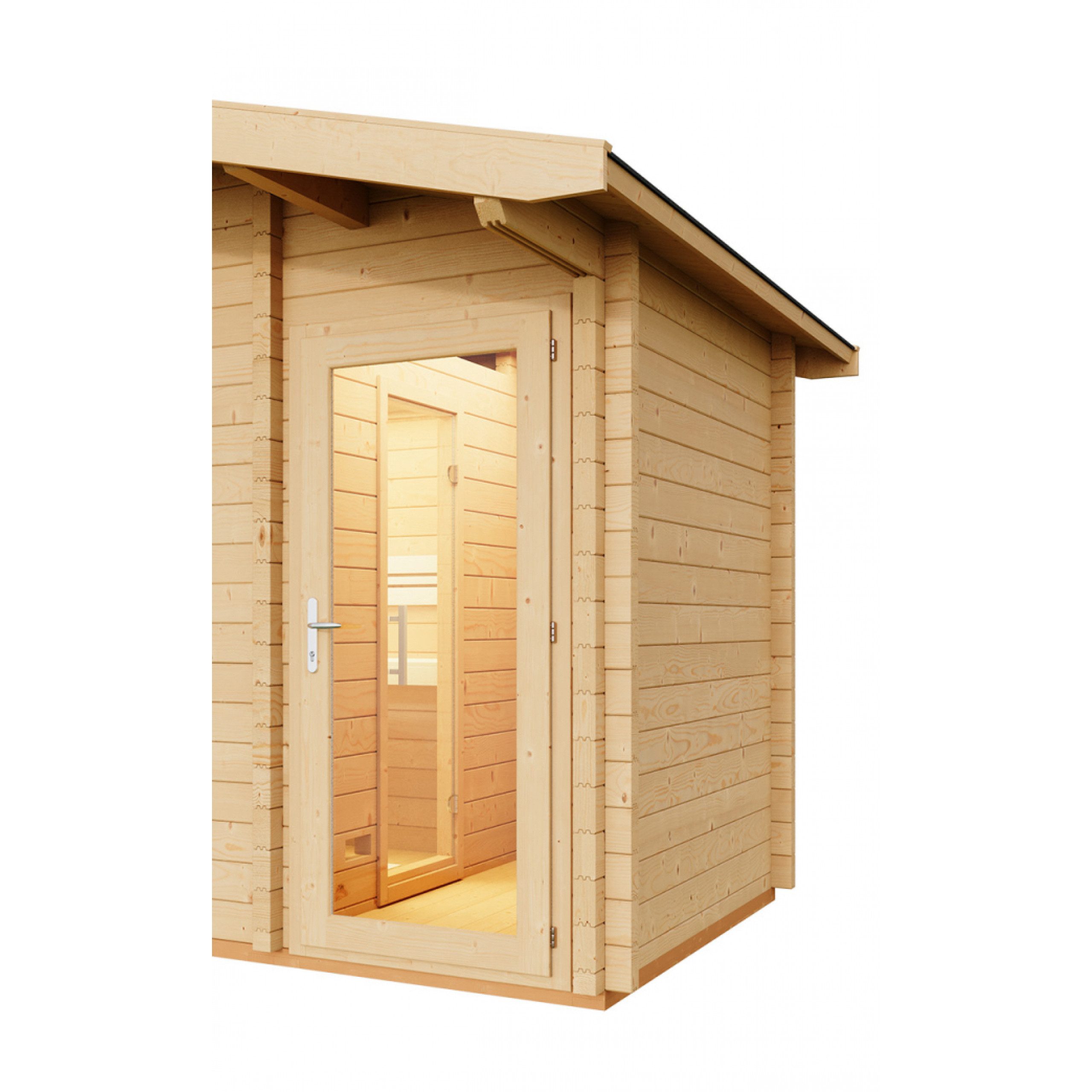 Infraworld Fasssauna Infraworld Gartensauna Terra 3 Außensauna mit Vorraum Saunahaus 341