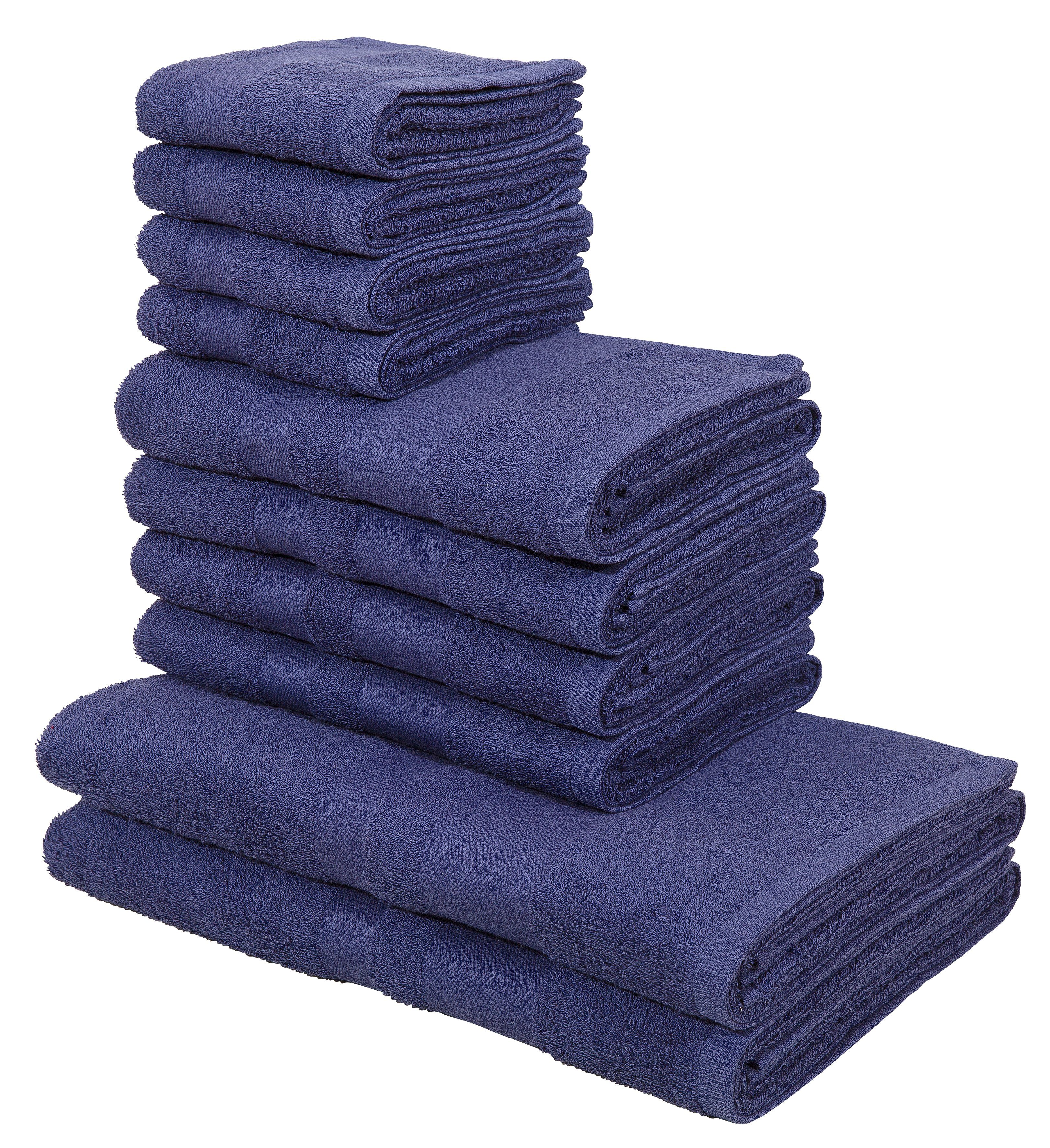 my home Handtuch Set Vanessa, Handtücher mit Bordüre, Walkfrottee, (Set, 10- tlg), einfarbige Duschtücher, Handtücher und Gästetücher aus 100% Baumwolle | Handtuch-Sets