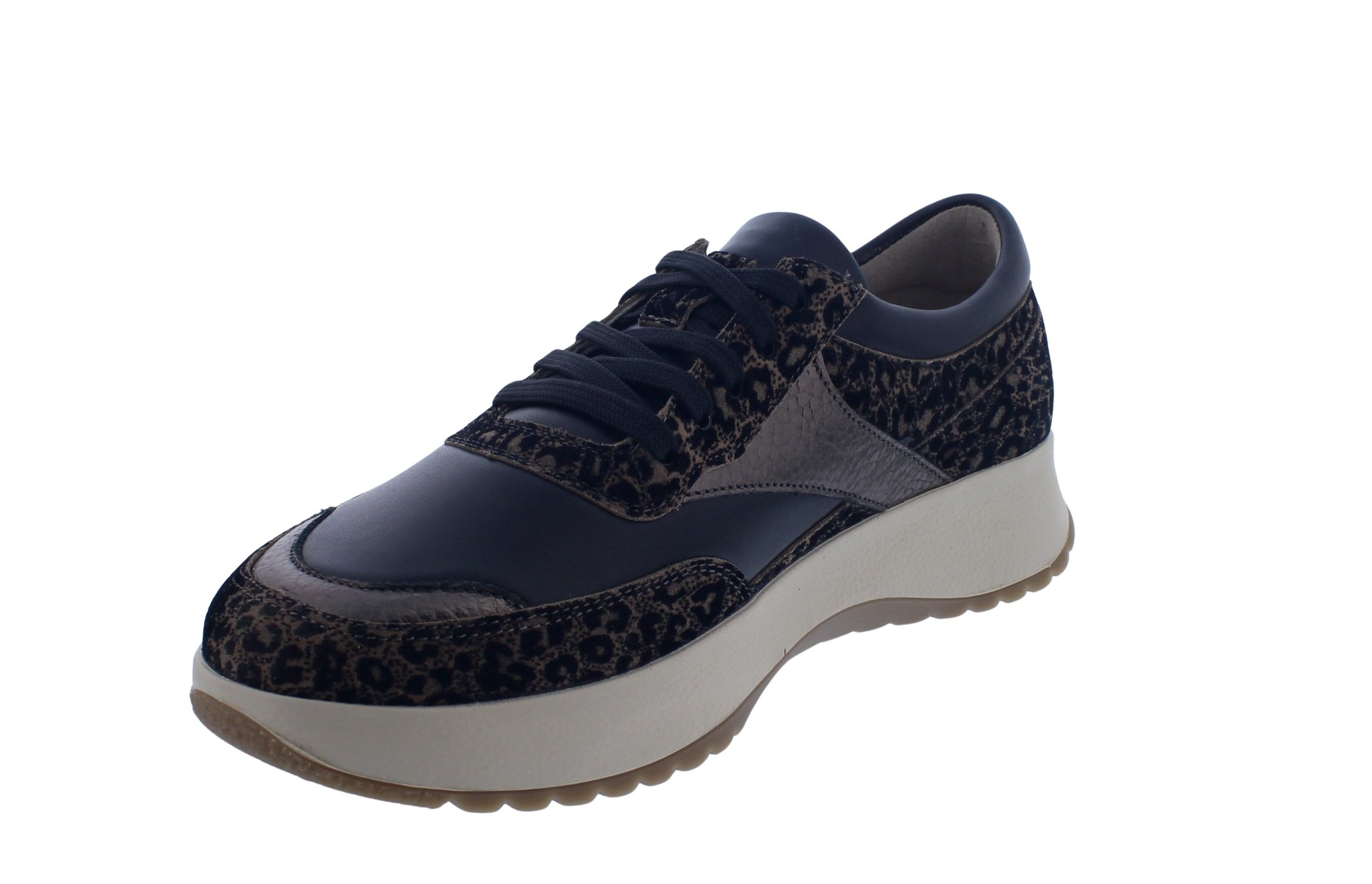 BERKEMANN Berkemann Loreen Halbschuh 3783-451, Braun/ Animal, Velour/ Stretch, W Schnürschuh