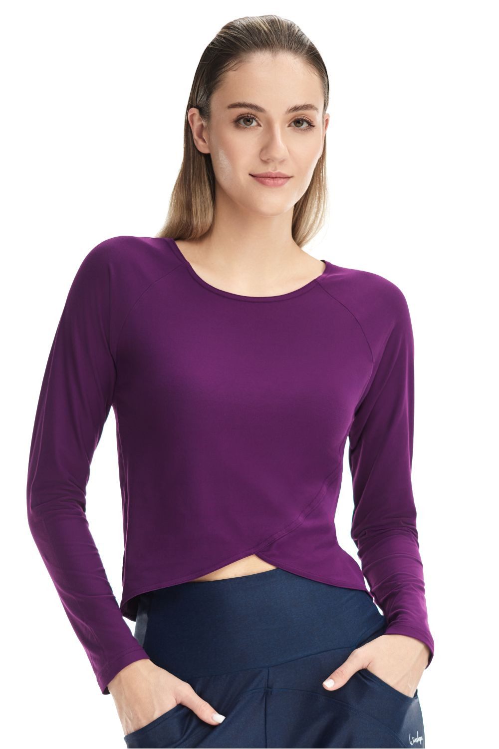 Winshape Langarmshirt Cropped Functional Light and Soft Overlap-Applikation