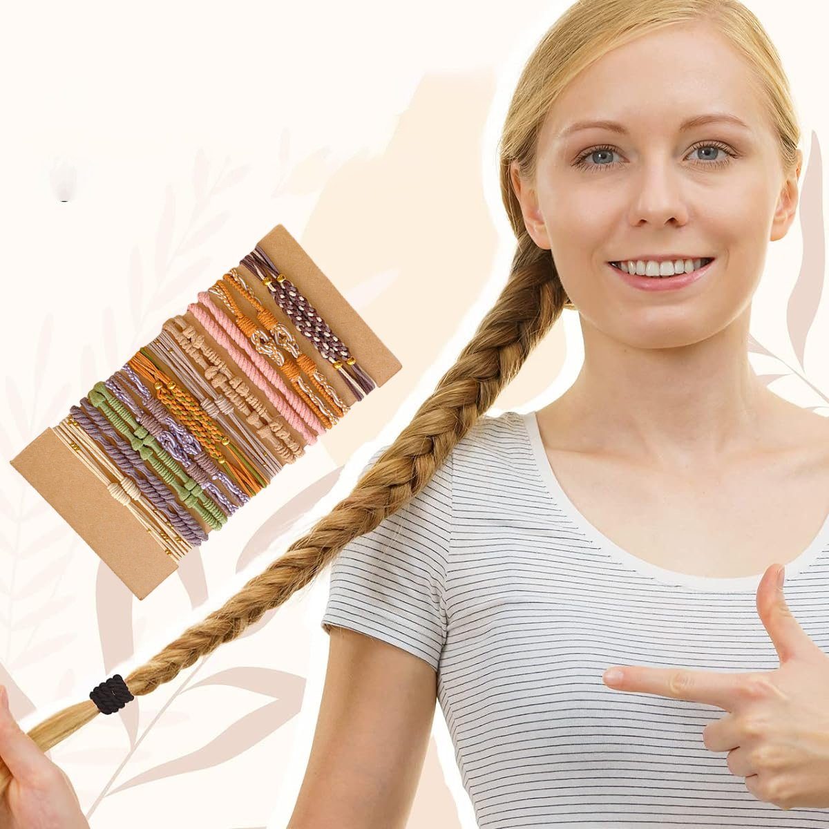 Jormftte Haargummi Haargummis Armbänder,elastische Mehrfarbig1 Mädchen für Frauen Haarband