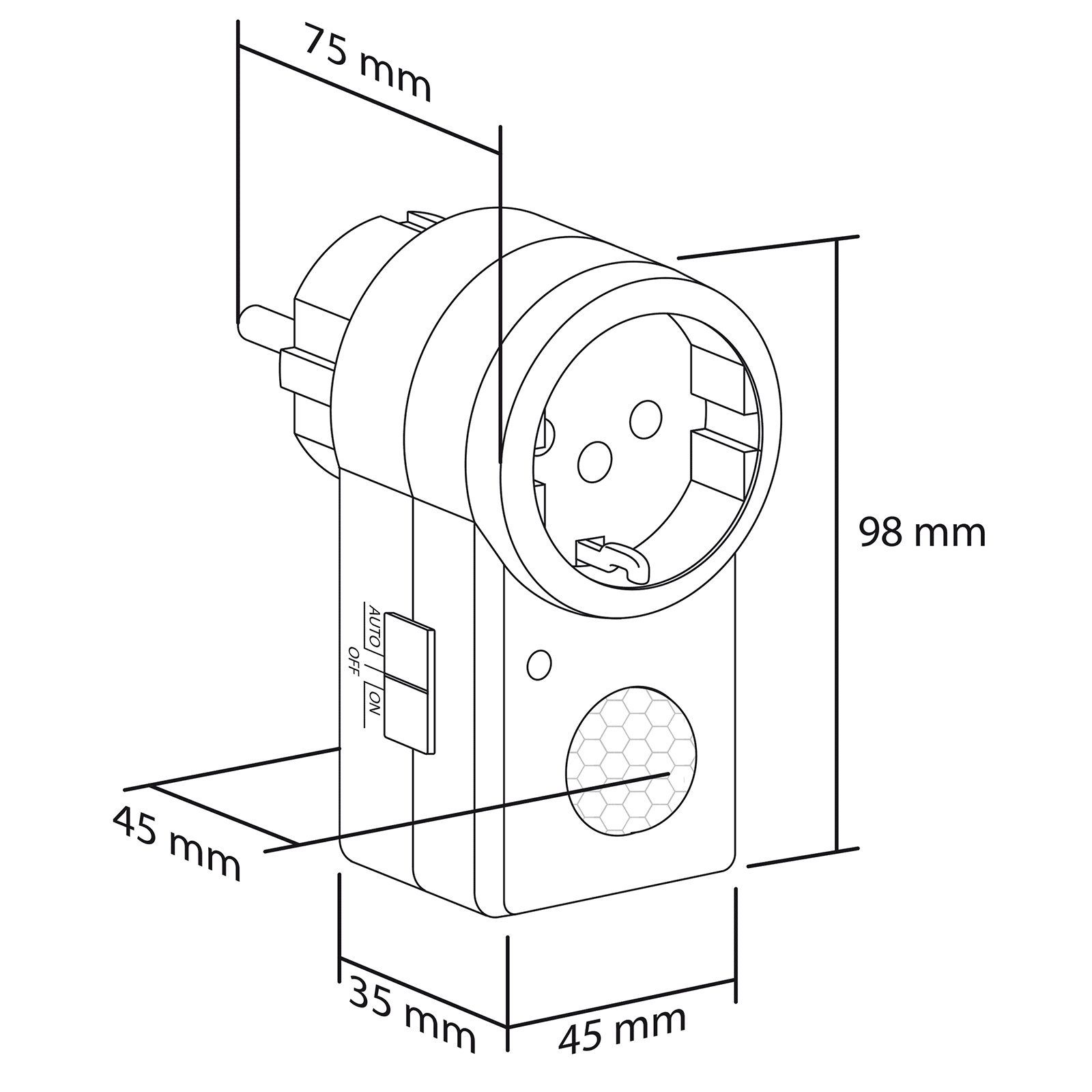 SEBSON Bewegungsmelder Zwischenstecker Steckdose - Pack 2er Sensor PIR Bewegungsmelder