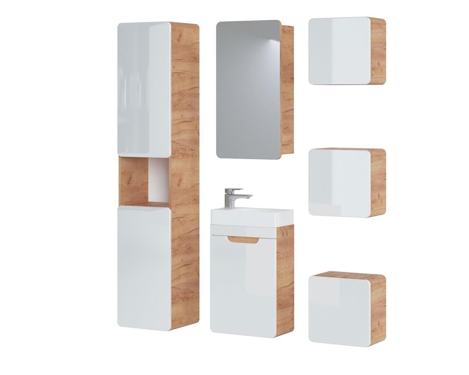 Xlmoebel Badmöbel-Set Design Badezimmer Möbel 6tlg. Set mit Schrank und Waschbecken, (6-St), Made in Europa