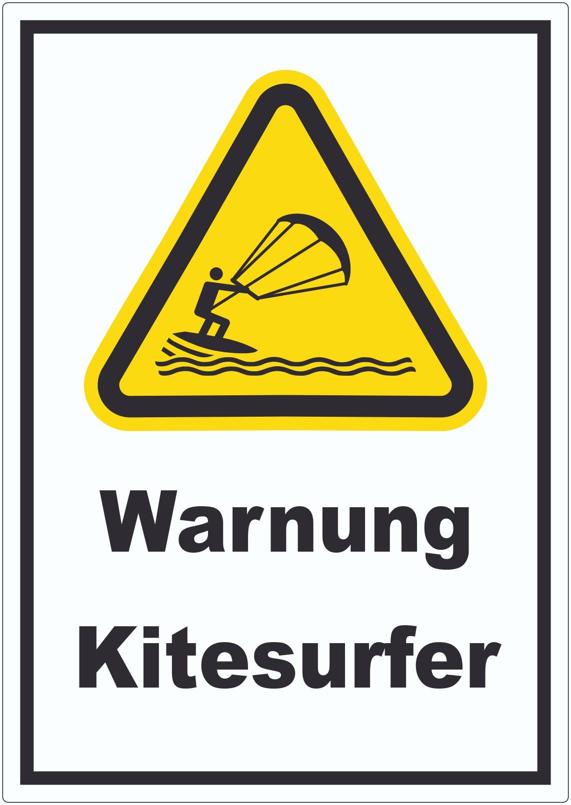 HB-Druck Aufkleber Aufkleber Warnung Kitesurfer, wetterfest, UV-beständig, kratzfest