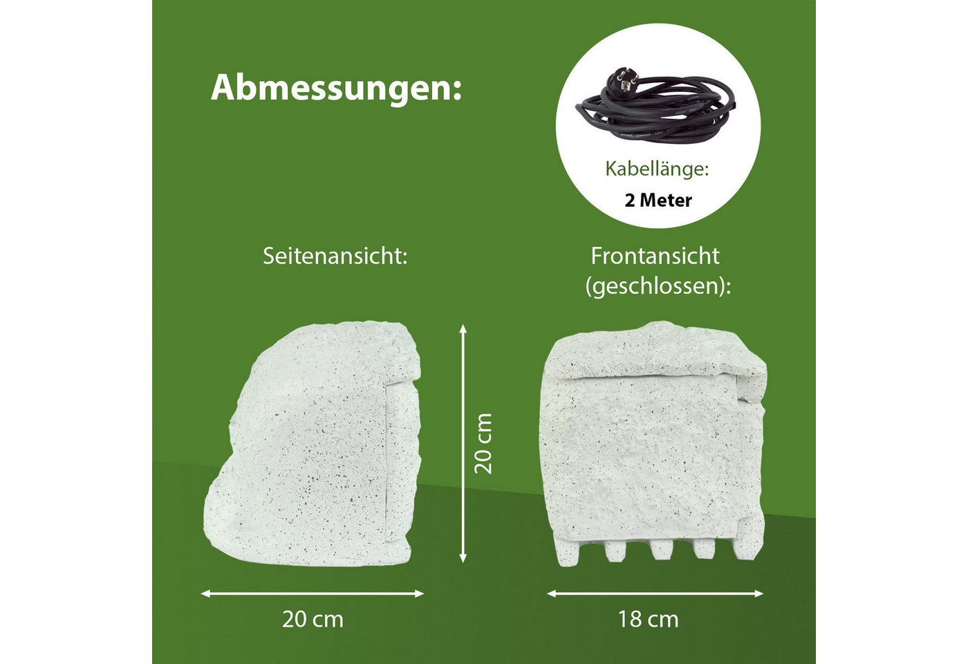 Thumbnail - TRUTZHOLM Gartensteckdose Außensteckdose Stein hellgrau 4 fach 2m Steckdose Gartensteckdose, Produkt, 1-St., 5n Kabel,Ma...