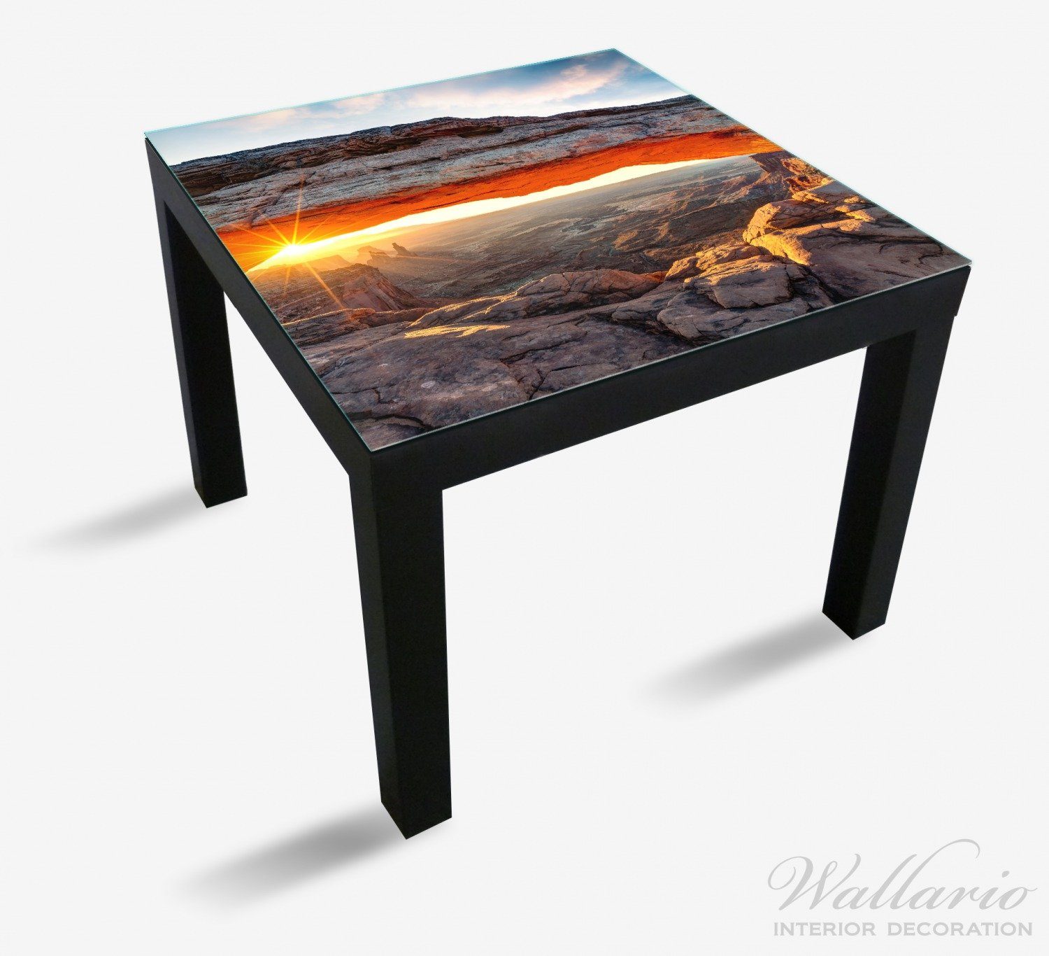 Wallario Tischplatte geeignet Horizont für Lack  Sonnenstrahl (1 Tisch Felsspalte Ikea Leuchtende St), am