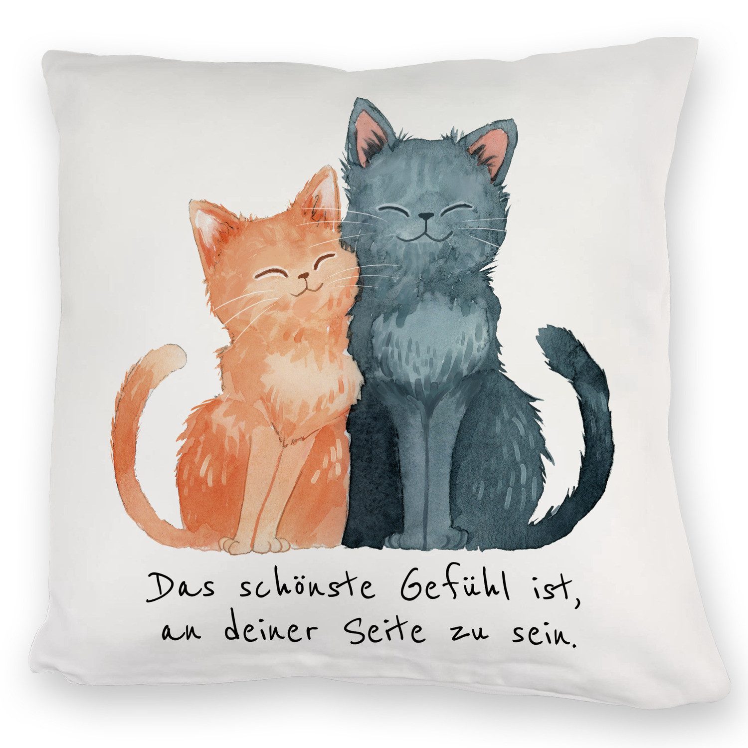 speecheese Dekokissen Katzenpaar Kuschelkissen mit Spruch An deiner Seite sein ist das