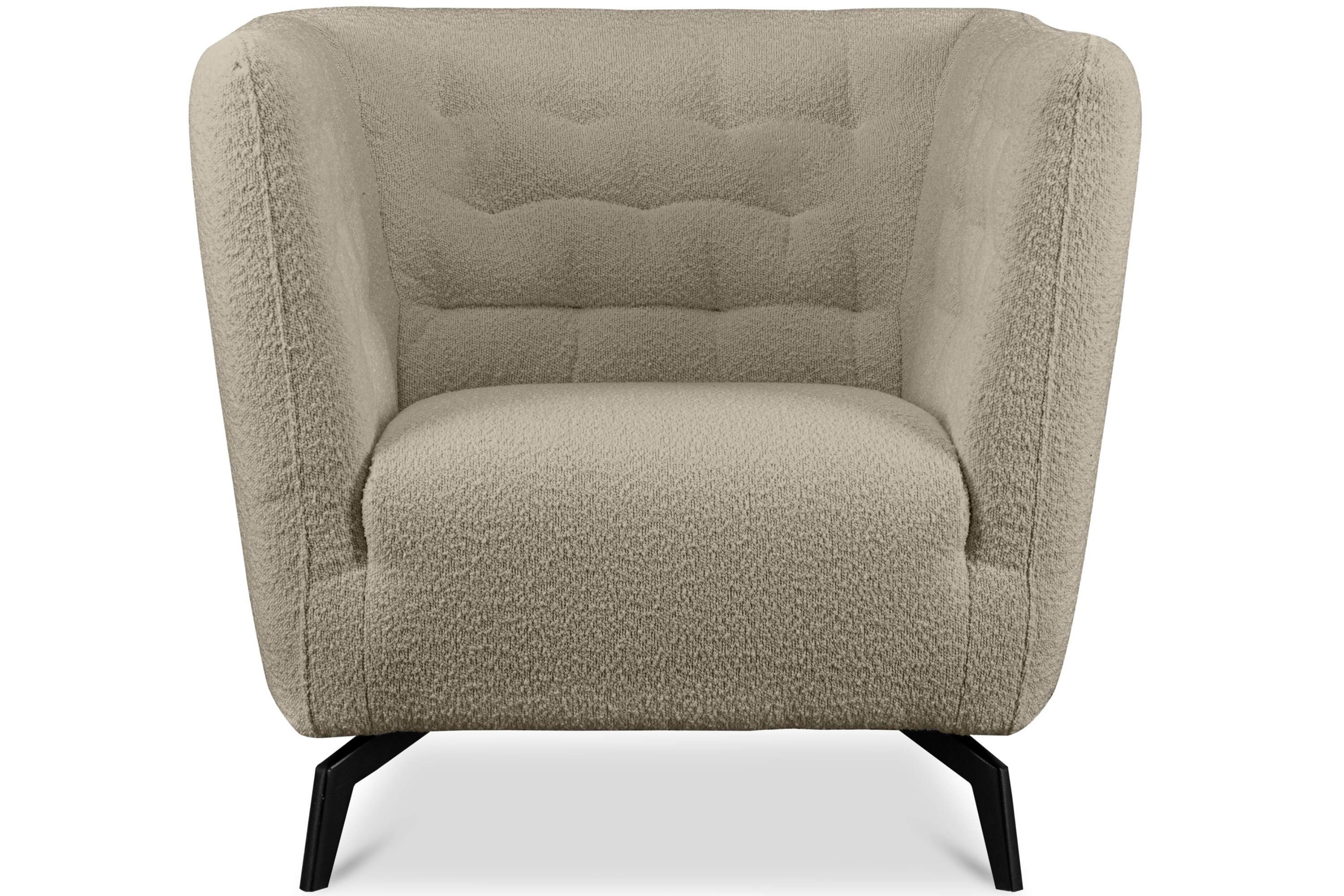 Konsimo Sessel CORDI Gesteppter Sessel, auf hohen Metallfüßen, Schaumstoff und gewellte Feder im Sitz beige | beige