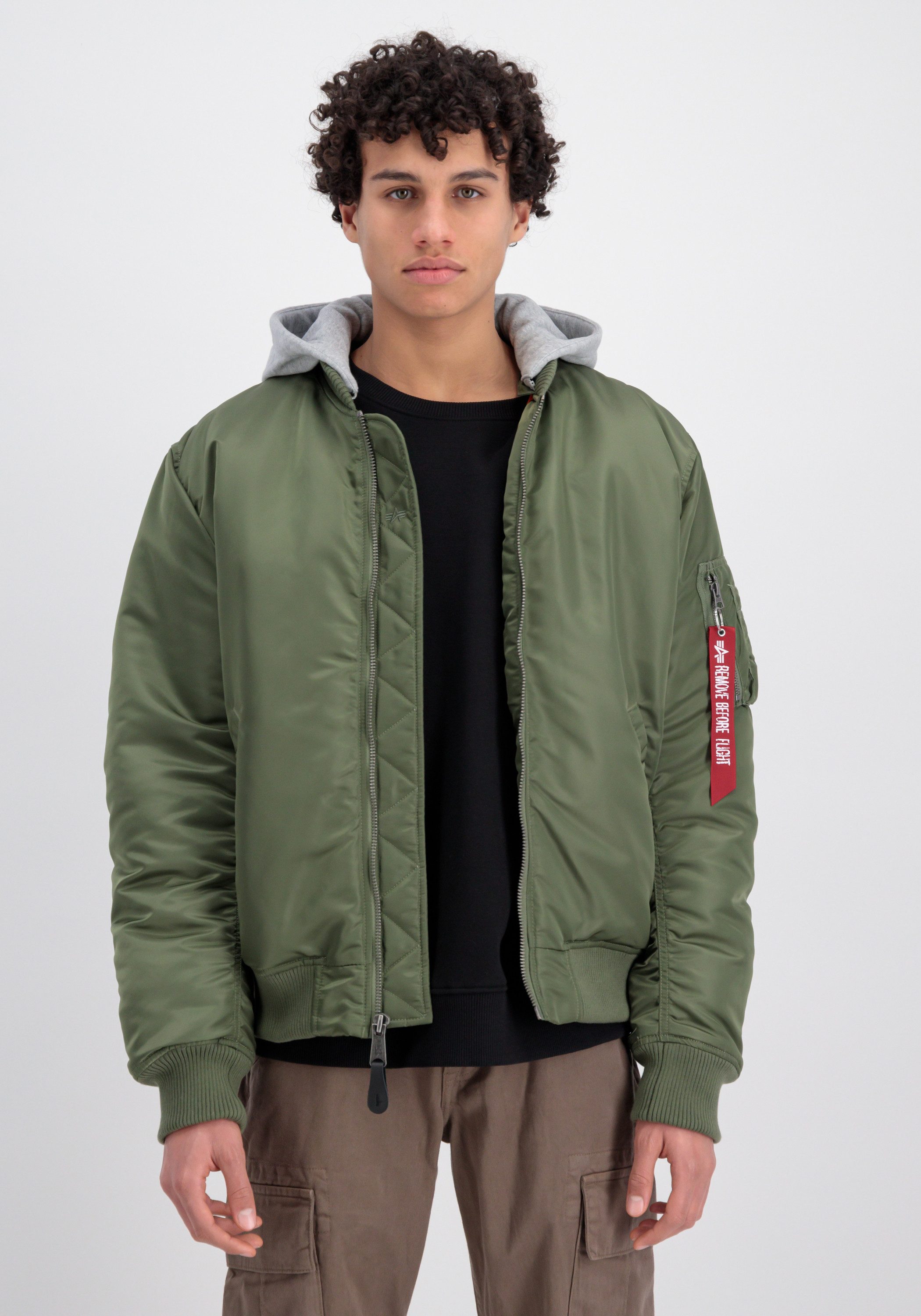 Alpha Industries Bomberjacke MA-1 Zip Hood Back EMB