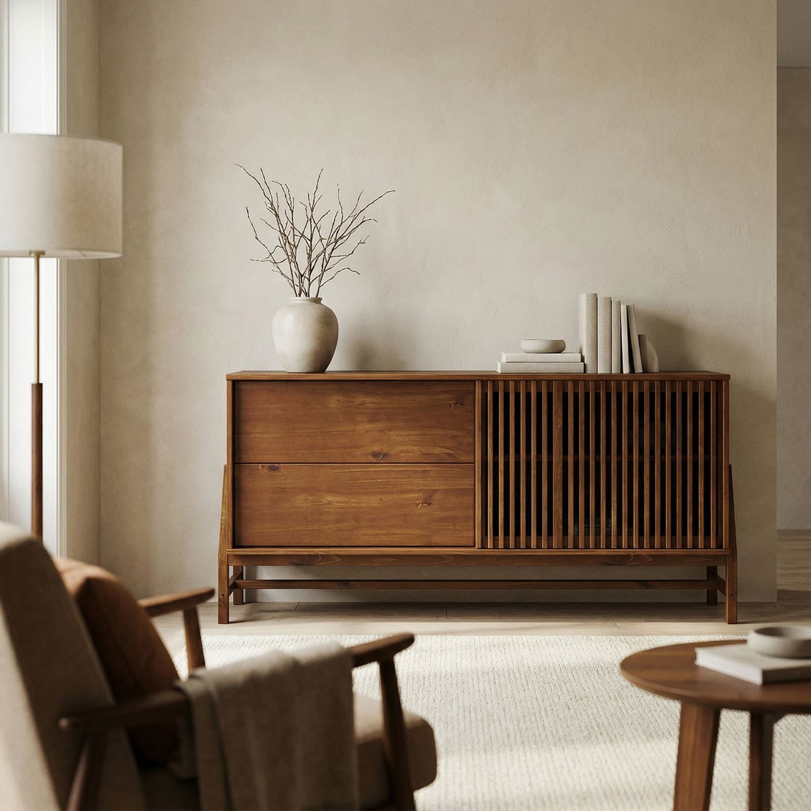IDIMEX Sideboard ADAMO, Kommode 145 cm aus Massivholz mit Lamellen-Schiebet günstig online kaufen