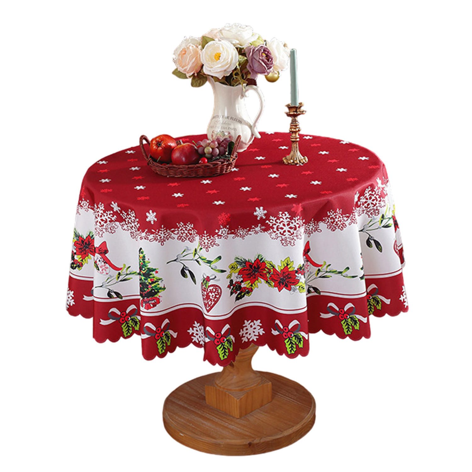 Tischdecke 120cm/150cm Runde Weihnachtstischdecke für Weihnacht Party Dekoration