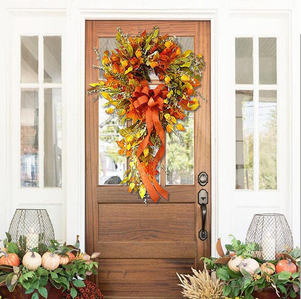 Coonoor Dekokranz 45/55 cm Herbstkranz, Herbstfarben Kürbis Beeren Kranz, Erntedankkranz, Halloween Herbstfarben Kranz – Bild 5 von 5