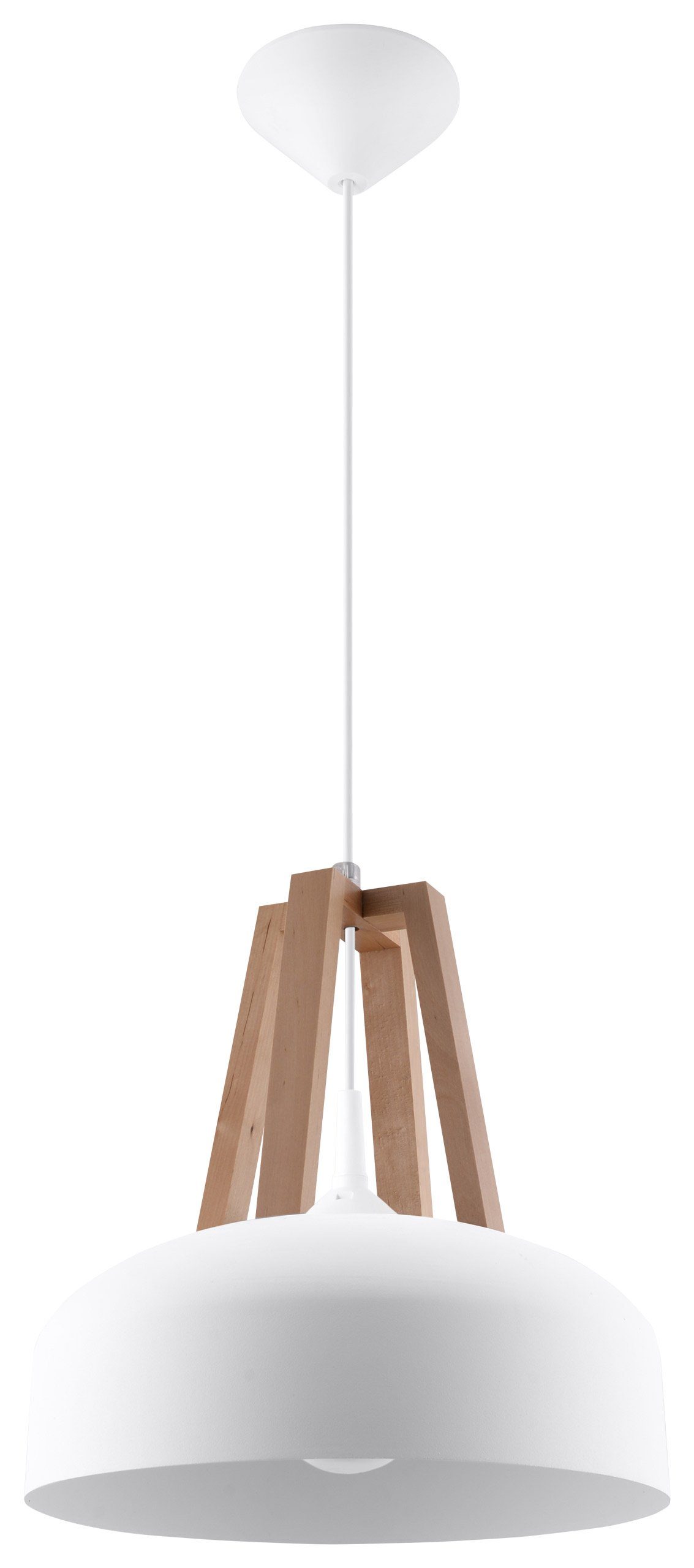 Licht-Erlebnisse MANILIA, Ø30cm Hängelampe Design Holz Metall ohne Küche Weiße Retro Leuchtmittel, Pendelleuchte Esstisch rund