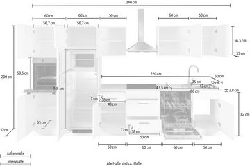 wiho Küchen Küchenzeile Zell, mit E-Geräten, Breite 340 cm