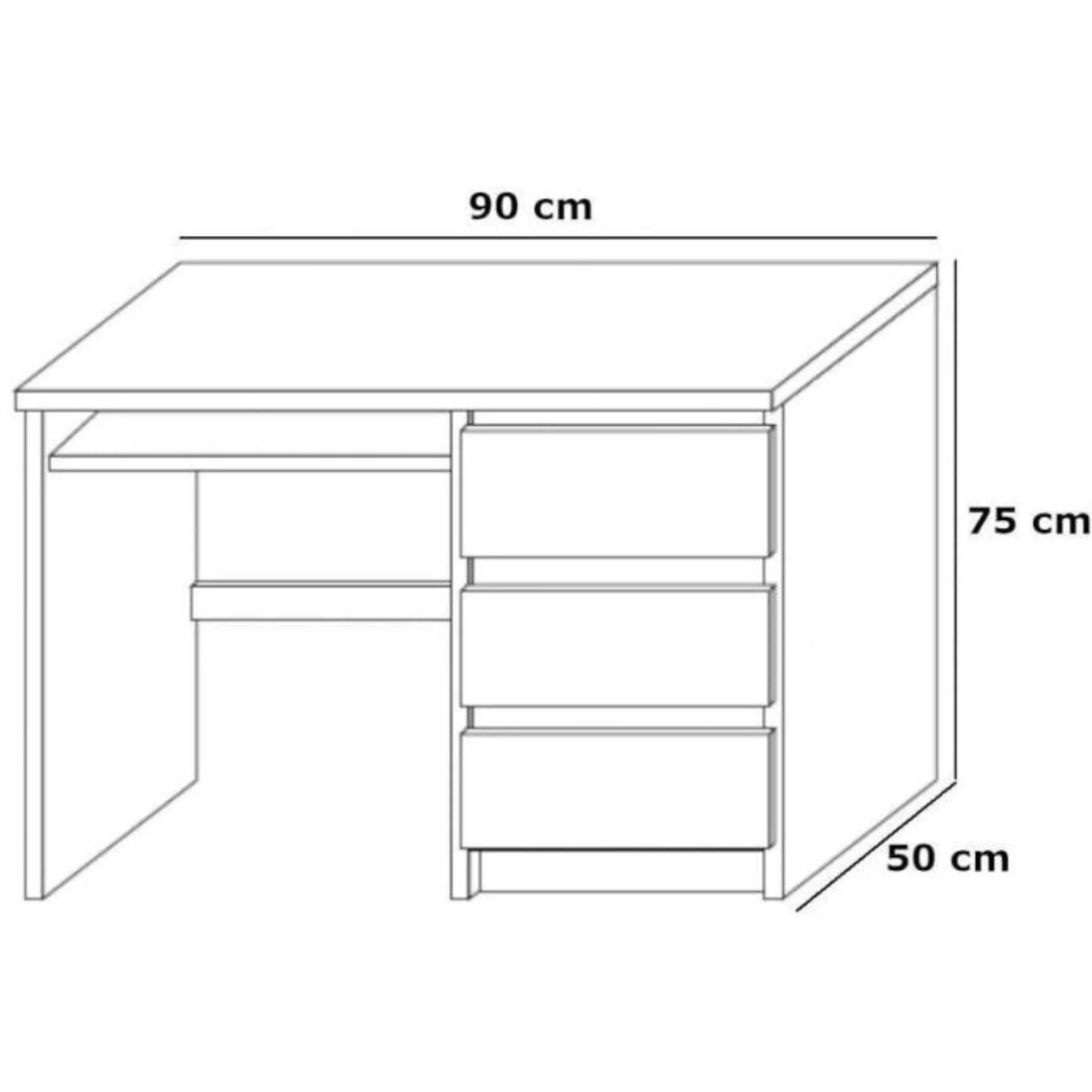Beautysofa Schreibtisch Leon II (modernes für Jugendzimmer), Weiß mit Computertisch Schubladen drei Computertisch