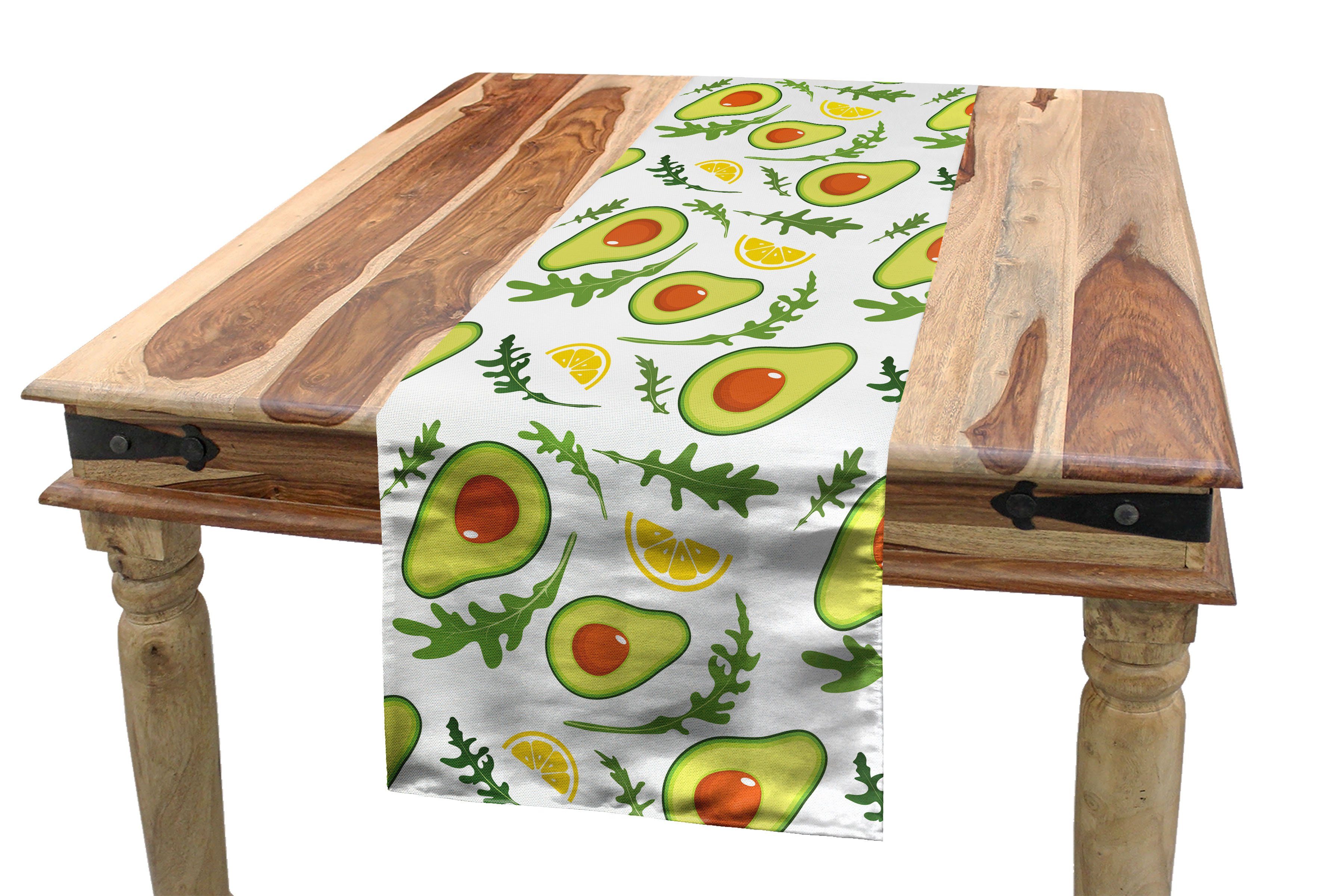 Abakuhaus Tischläufer Esszimmer Küche Rechteckiger Dekorativer Tischläufer, Früchte Geschnittene Avocados und Zitronen