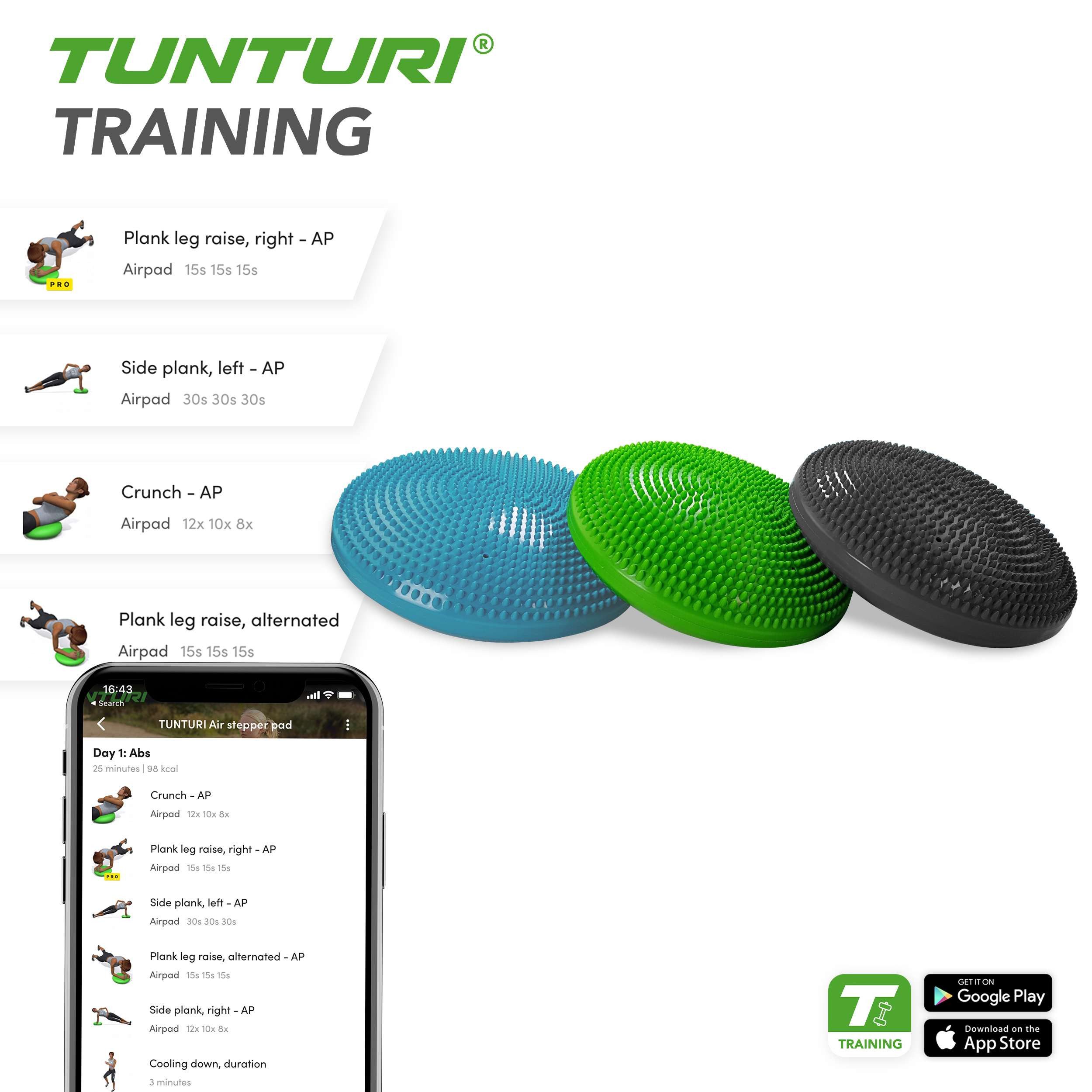 Tunturi Balanceboard Balance Pad 33 cm - Wackelkissen für Gleichgewicht und Koordination