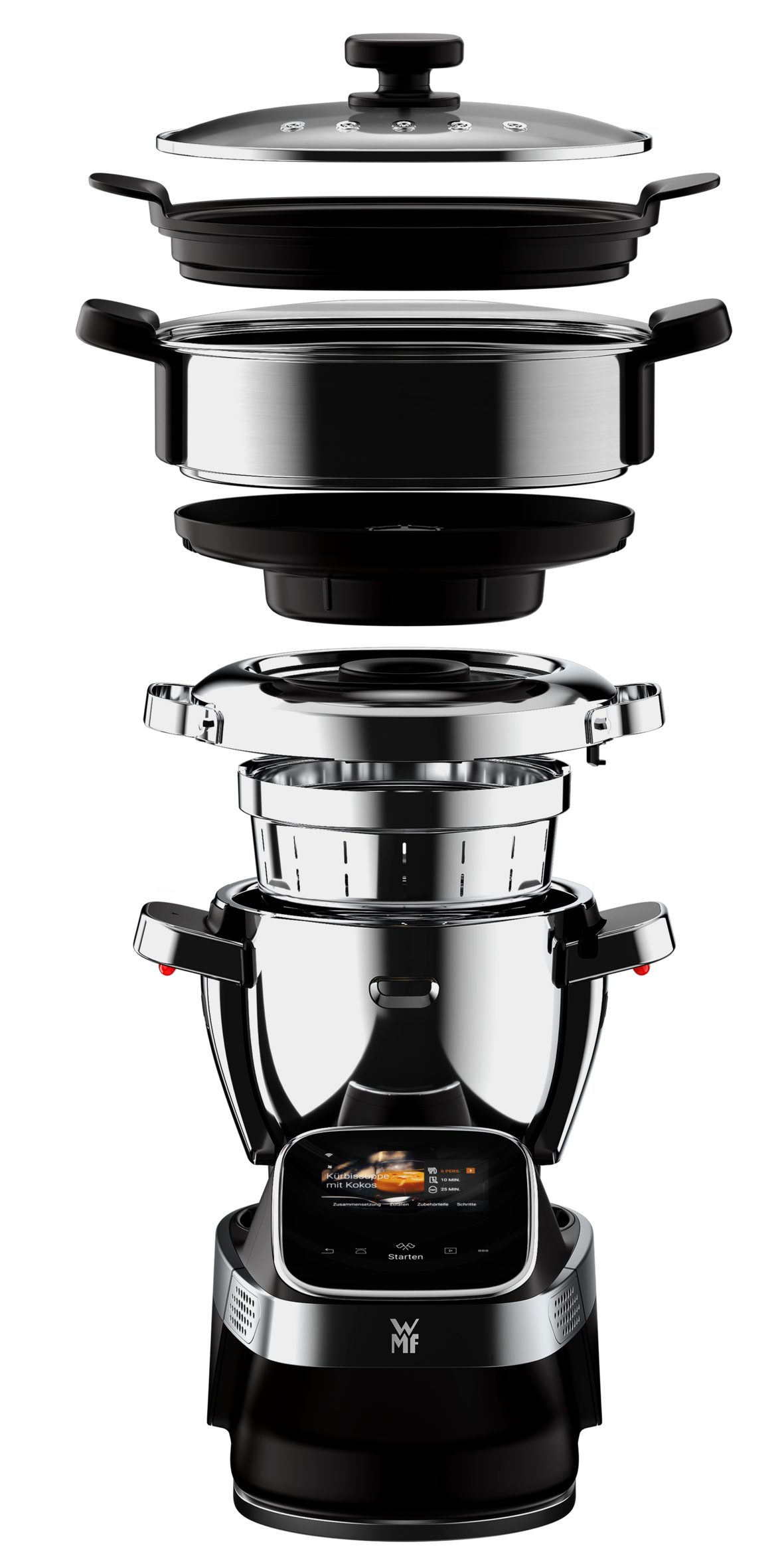 WMF Küchenmaschine mit Kochfunktion Avantgarde + Mini Bowl, 1550 W, 3 l Schüssel, Kochfunktion bis 150 °C, 14 Programme, 1,4-l-Mini Bowl – Bild 3 von 5