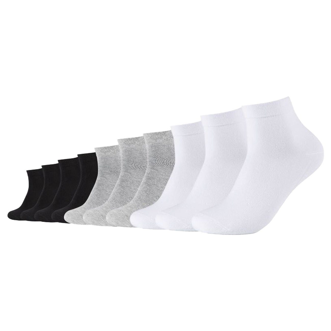 Baumwollmischung pflegeleichter Cotton Regularsocken (1001) Ca-Soft Unisex Quarter Mix Camano Organic (10-Paar) aus Socken White Kurzsocken