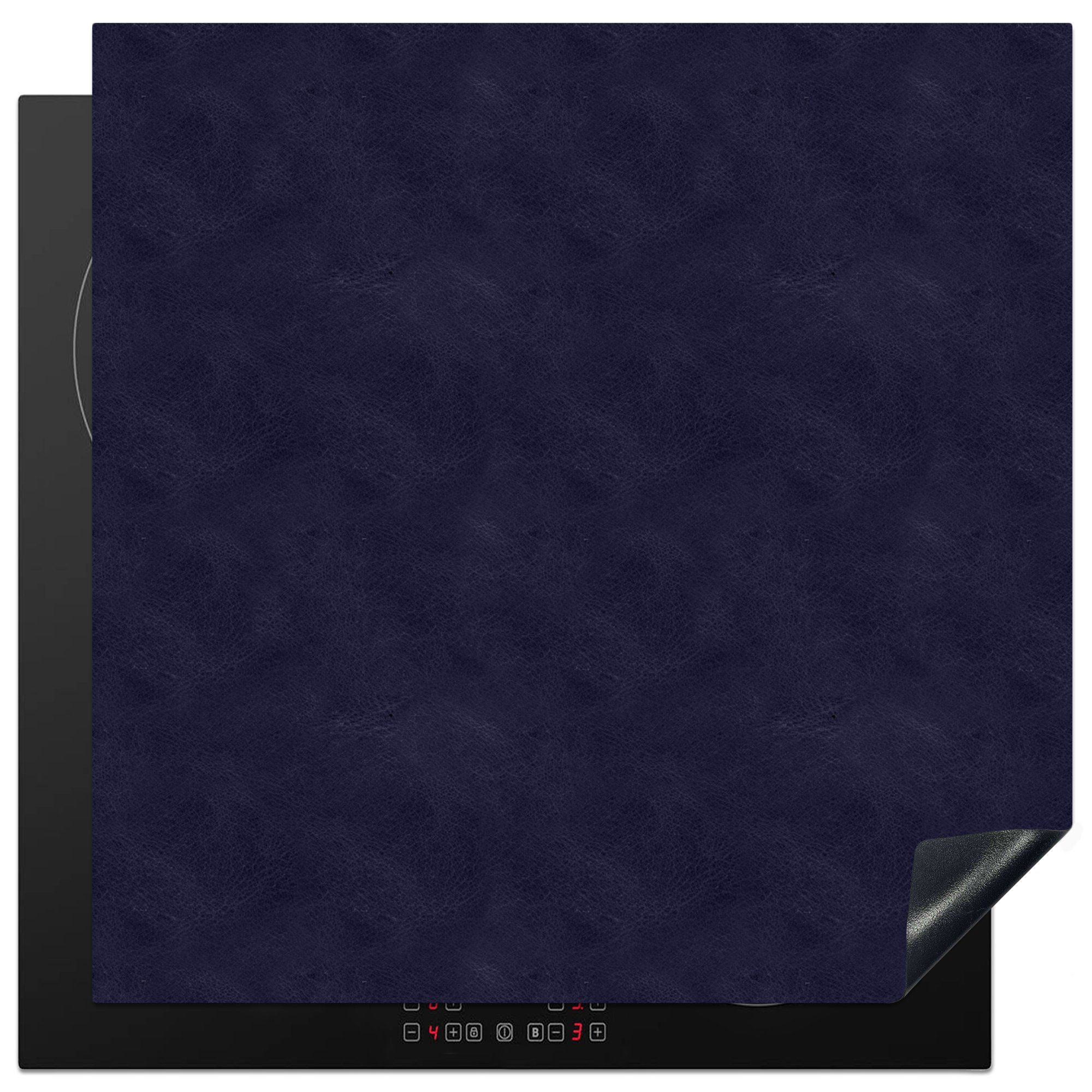 MuchoWow Herdblende-/Abdeckplatte Induktionsschutz - Leder - Blau - Tierfell, Vinyl, (1 tlg), 78x78 cm, Ceranfeldabdeckung, Arbeitsplatte für küche