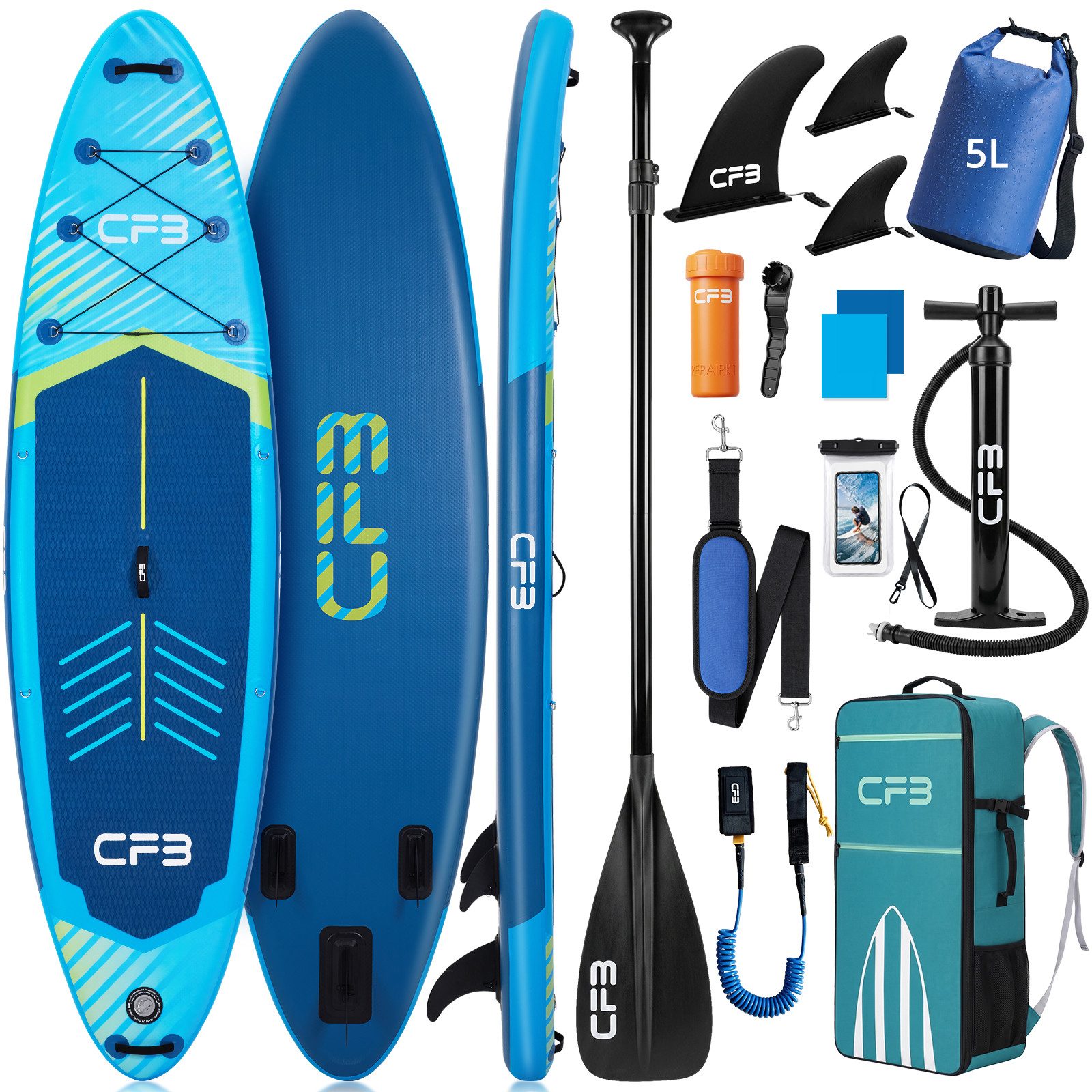 SUP-Board Set 320x84x15 cm extra breit, Bis zu160 kg