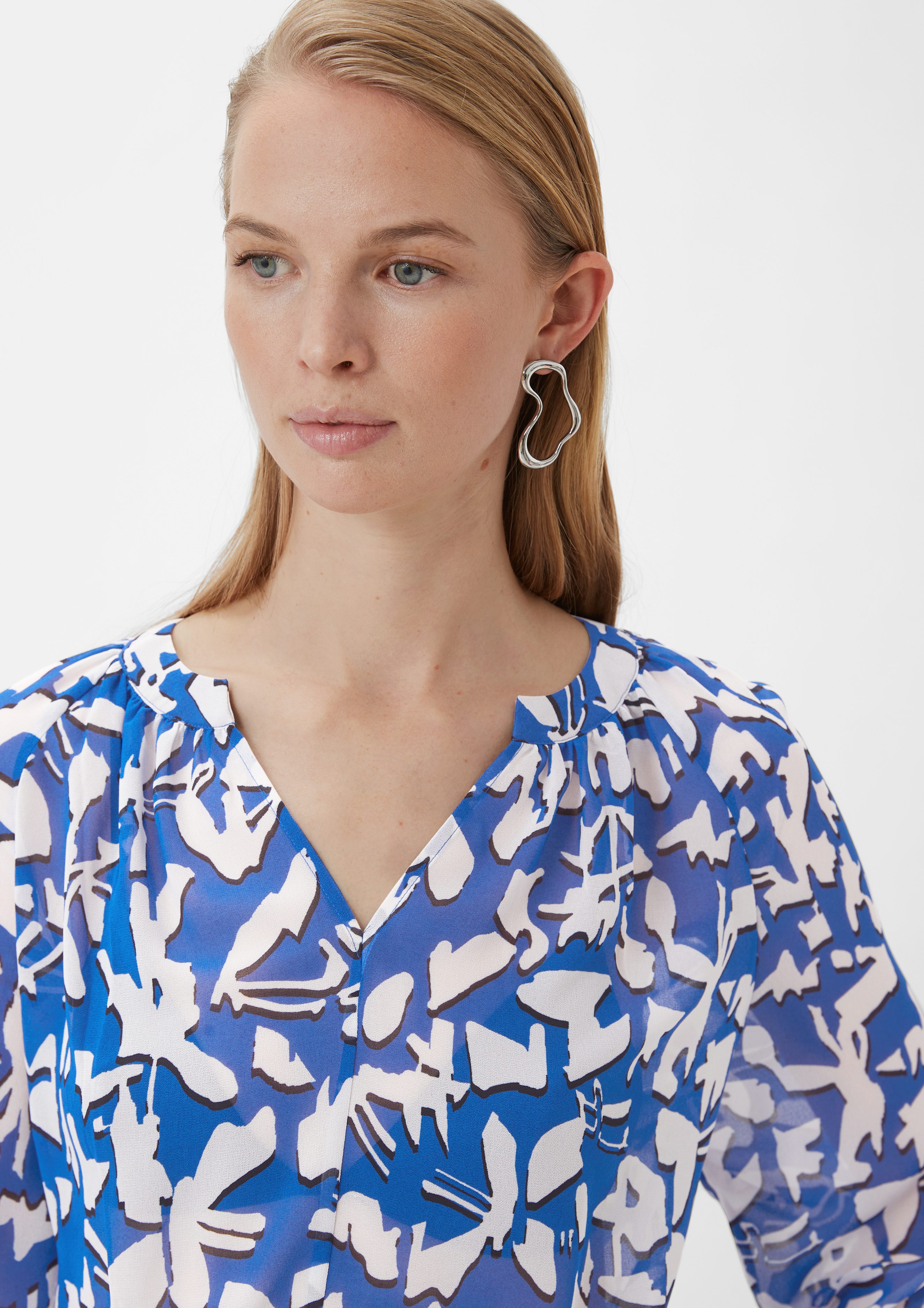 Comma Langarmbluse Bluse aus Chiffon Raffung günstig online kaufen