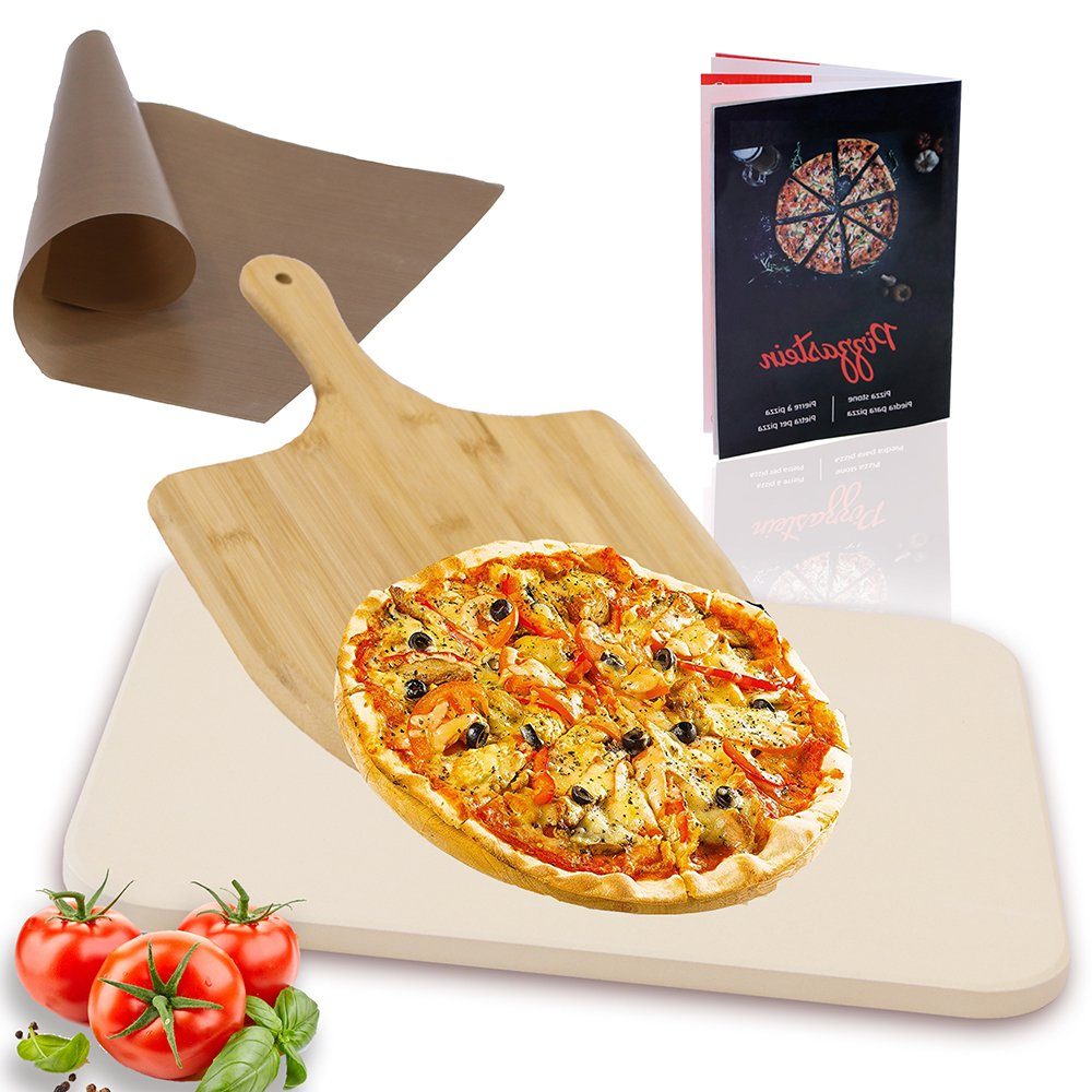 Melko Pizzastein Backstein Pizzastein SET 4tlg. Steinofen 30x38cm Pizza Stone, Cordierit, (Stück), Geruchlos, nicht verformend