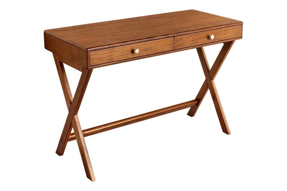 riess-ambiente Konsolentisch SECRETARIO 110cm braun – Akazie-Echtholzfurnier, X-Gestell (Einzelartikel, 1-St), Flurtisch mit Schubladen für Stauraum – ideal für deine Wohnbereiche