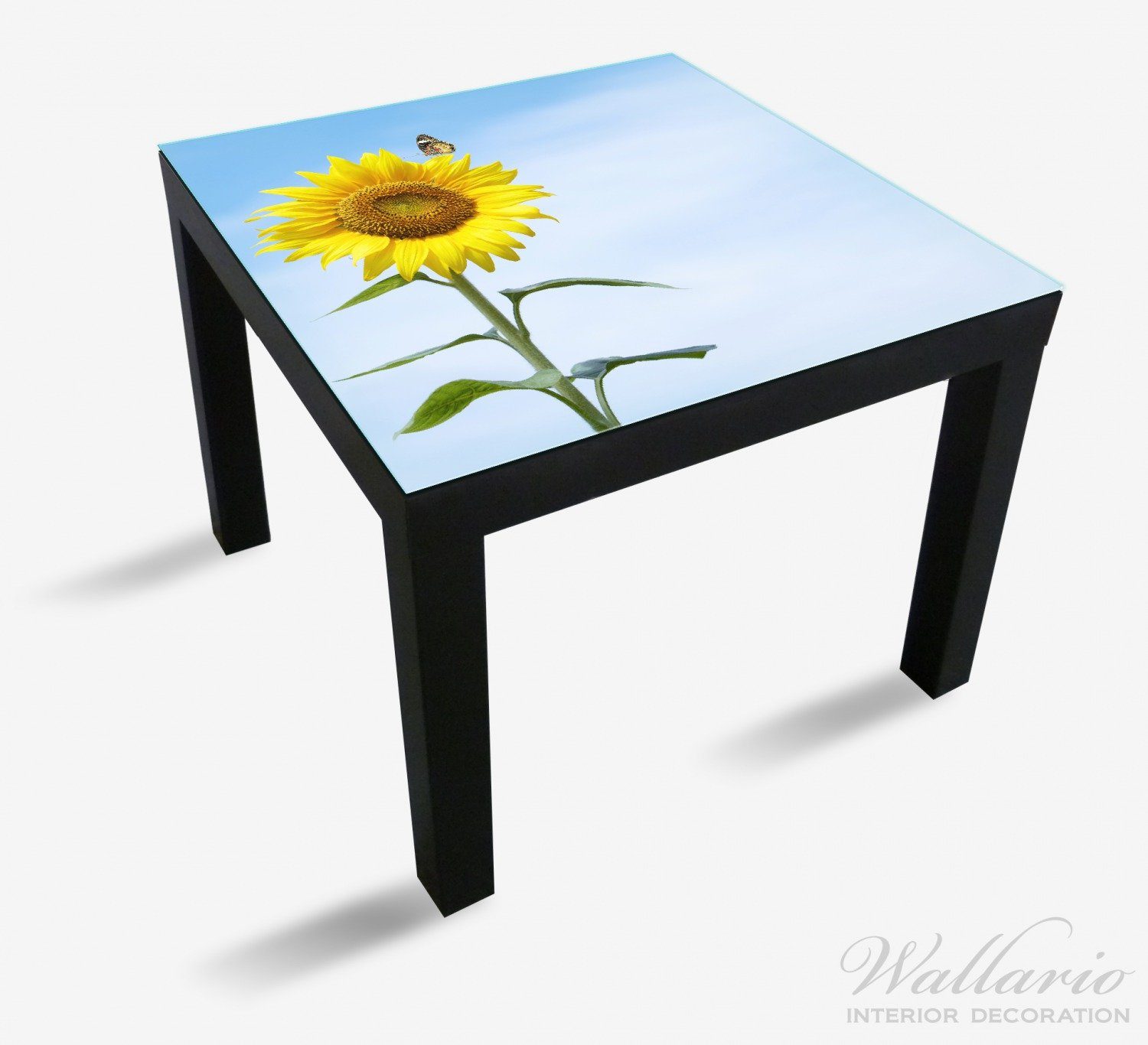 für Sonnenblume Tischplatte Ikea mit (1 Tisch Lack Wallario Schmetterling geeignet St),