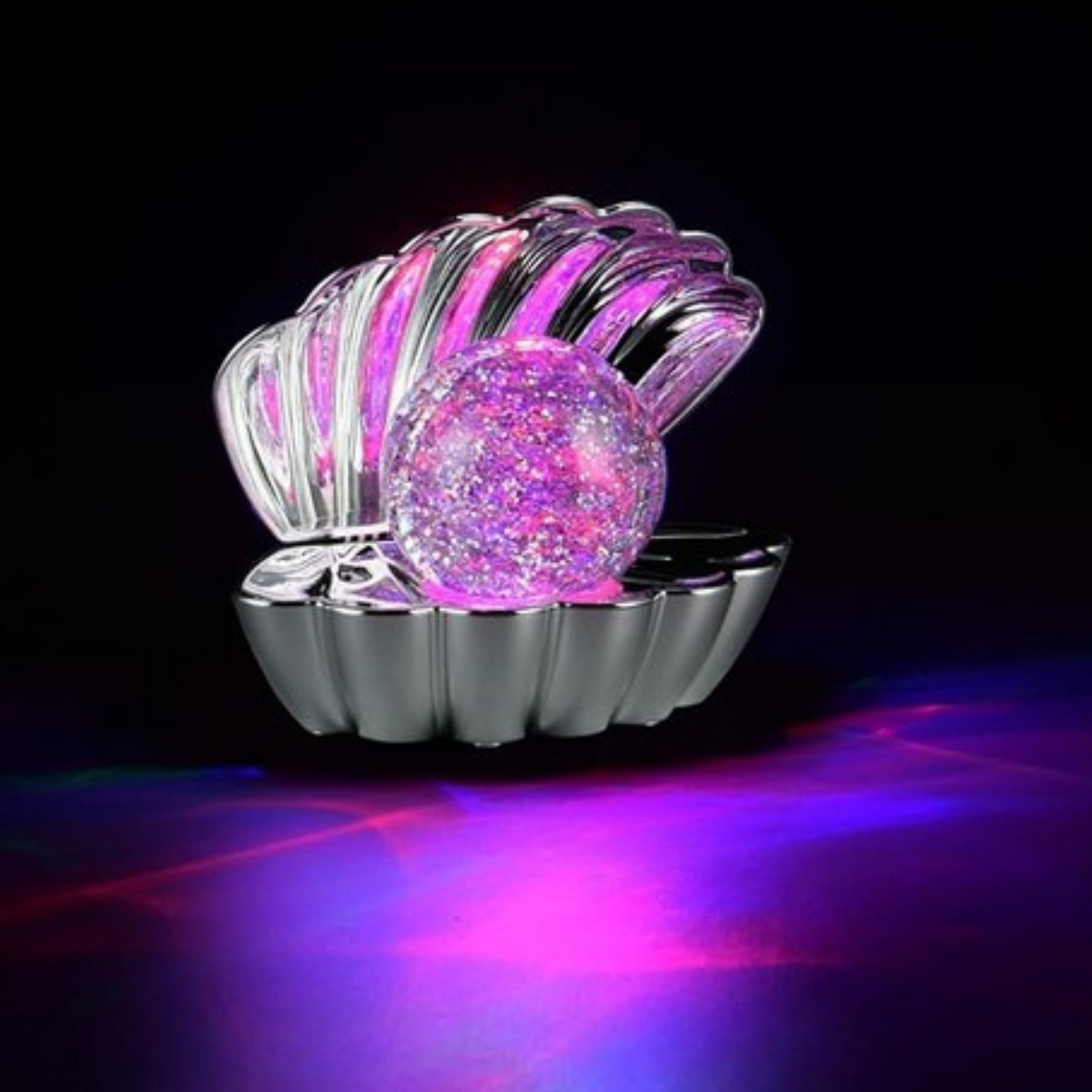 Lichthandel Hoch USB-Tischleuchte Glitzer RGB Tischleuchte Shelly LED Chrom / Pink Farbwechsel, Glitzer-Partikel mit Wirbel-Funktion, Batterien nicht enthalten