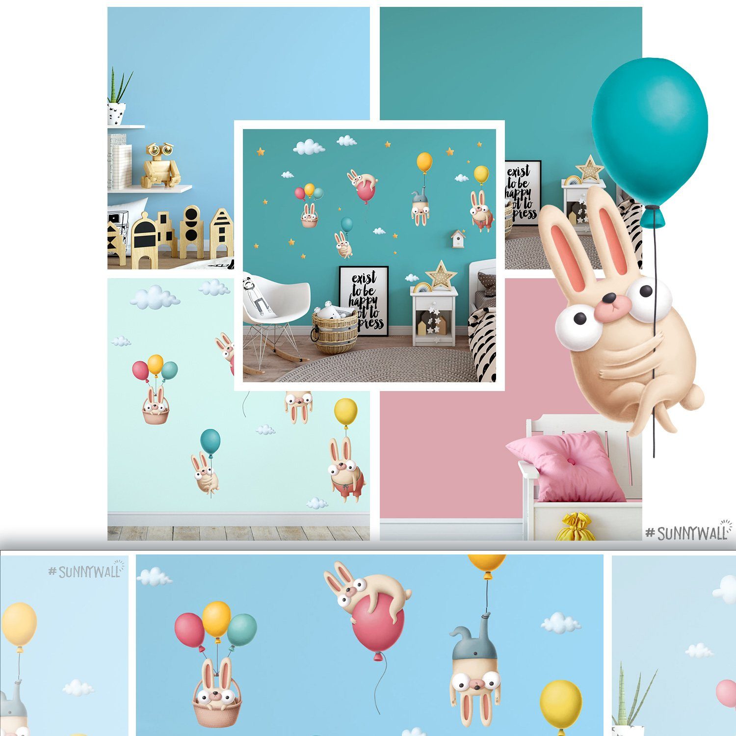 Sunnywall Wandtattoo Fliegende Hasen Wandsticker für Wohnbereich od. Kinderzimmer. € 21,95, (€ 21,95 pro 1 Stk).