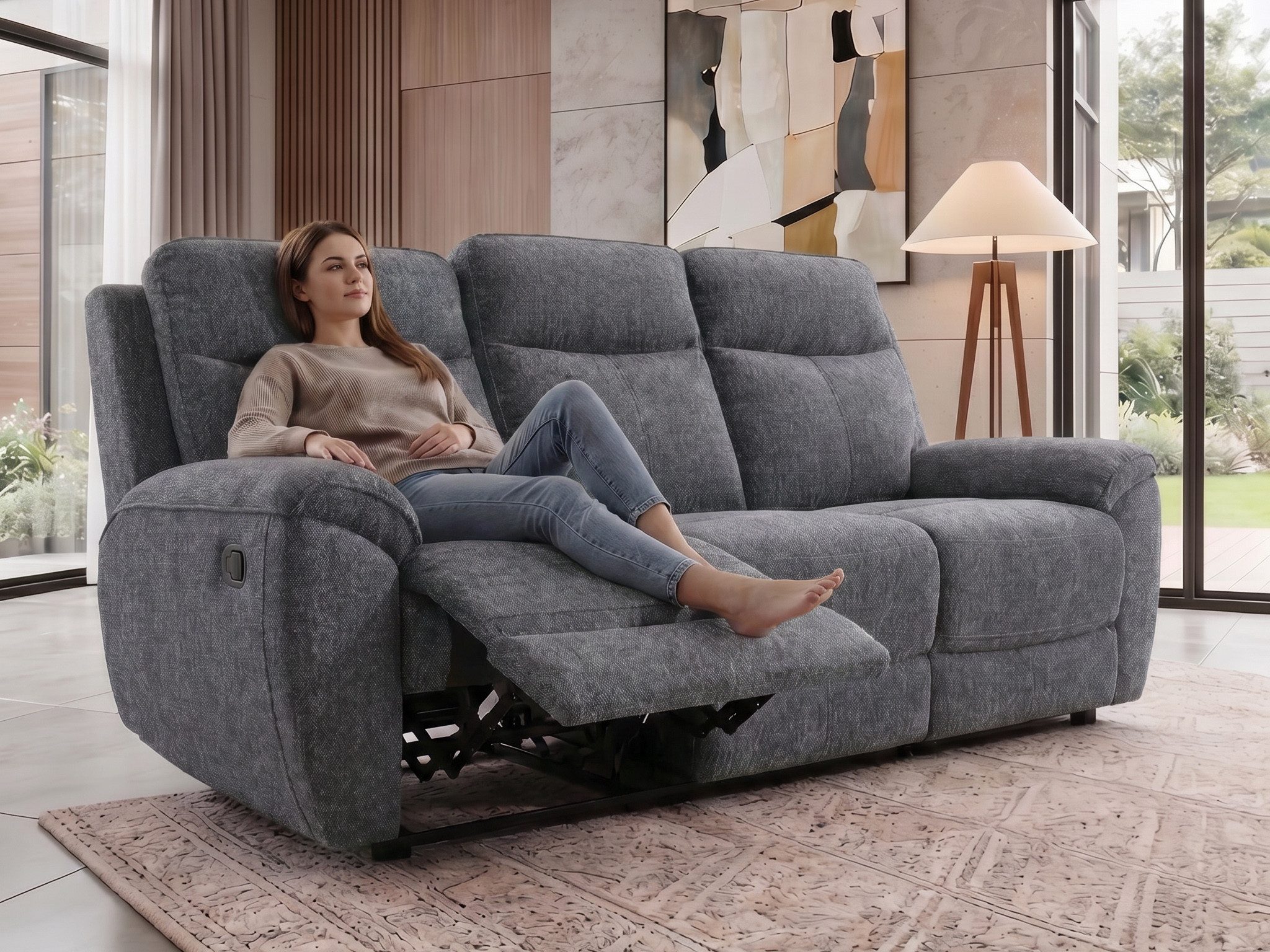 Beautysofa 3-Sitzer DOLCE Relax-Sofa, Wohnzimmer-Sofa mit Fußstütze und Rückenlehnenverstellung, Sofa mit Relaxfunktion