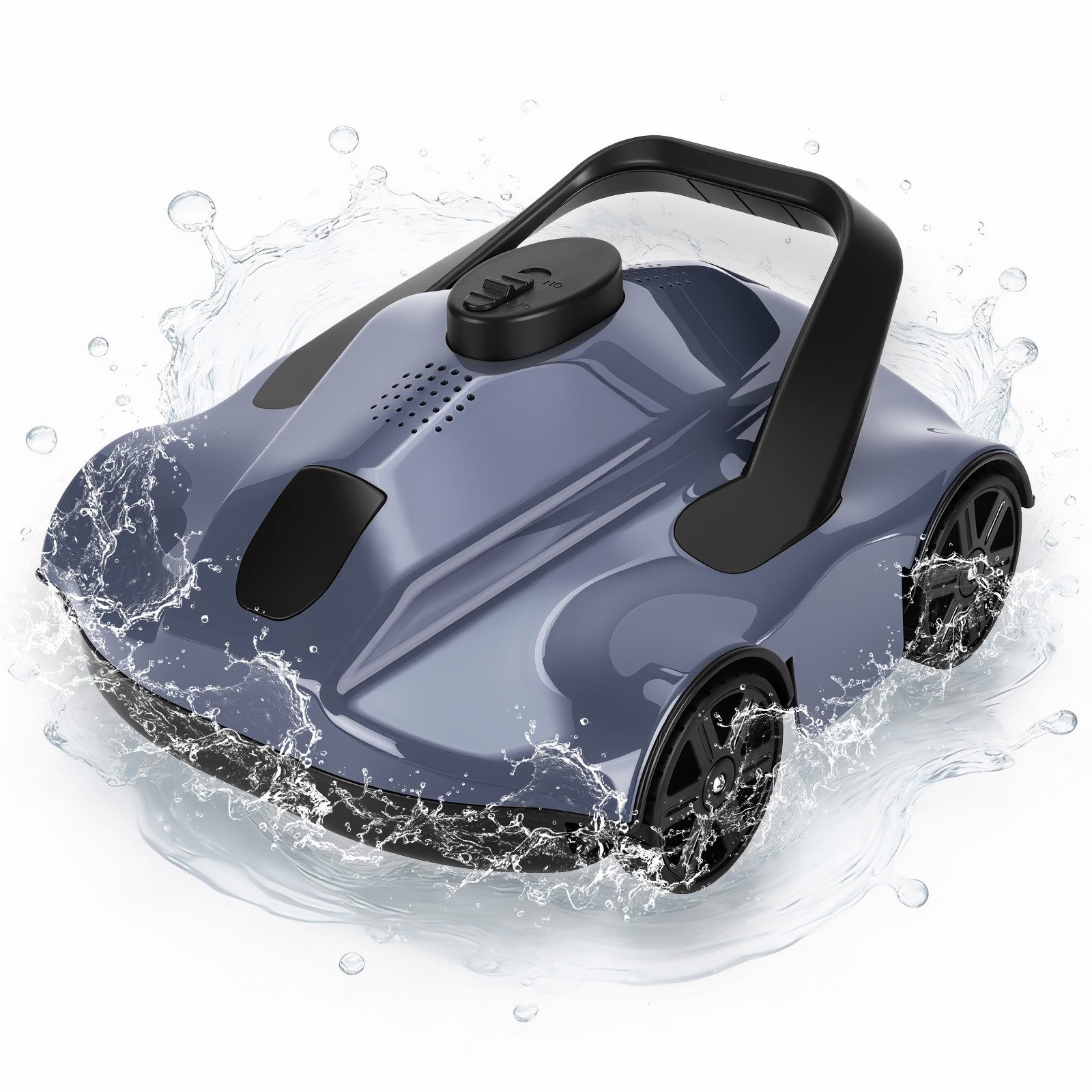 GarveeMore Poolroboter kabelloser automatischer Poolreiniger, 130Min. Laufzeit, IPX8, bis zu 17 m/min, 2,5 Std. ladezeit, für Poolboden, Grau