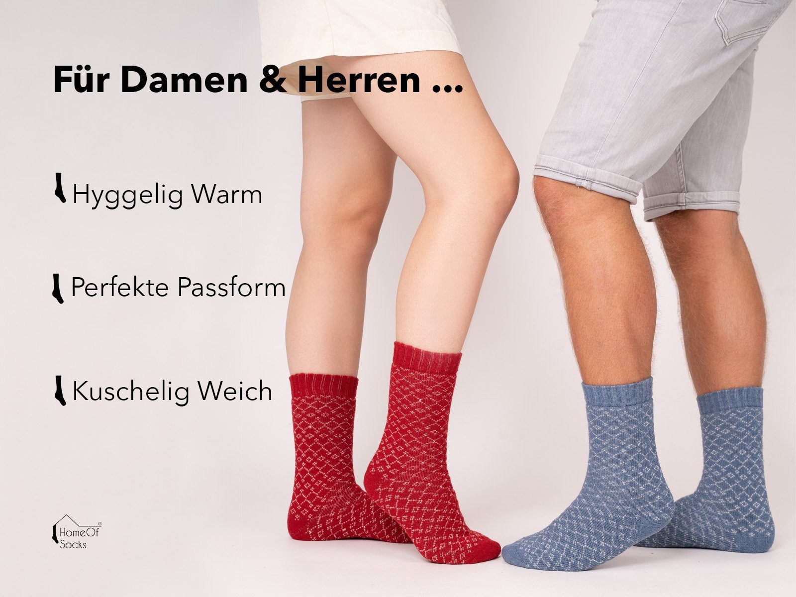 HomeOfSocks Socken Hygge Warm Socken Mit Design Wollanteil Hohem Dicke Herren 45% Dick mit Bunten Socken Hyggelig Wolle Damen Für Senf In &