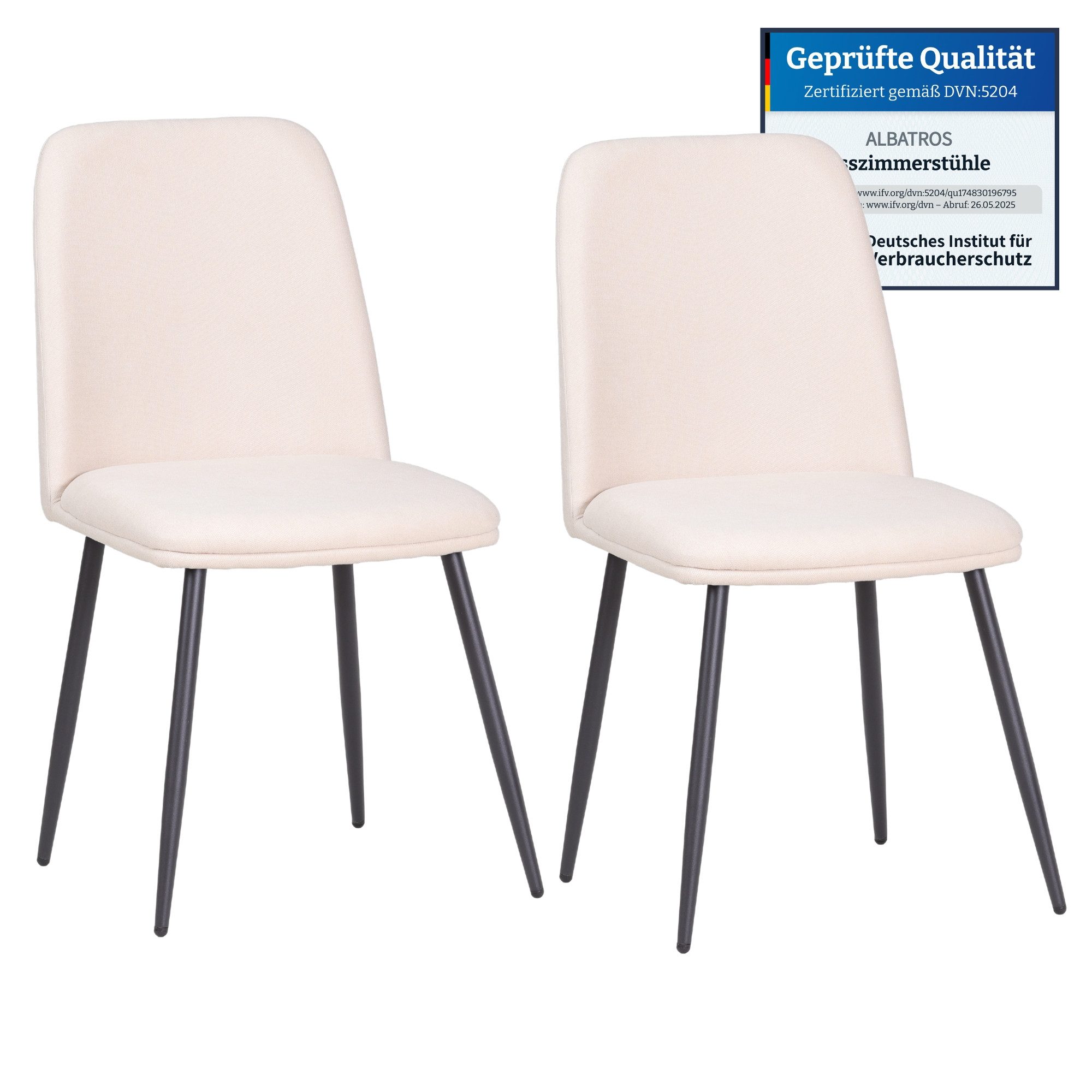 Albatros International Esszimmerstuhl BONO Strukturstoffstuhl Beige– 2er-Se günstig online kaufen