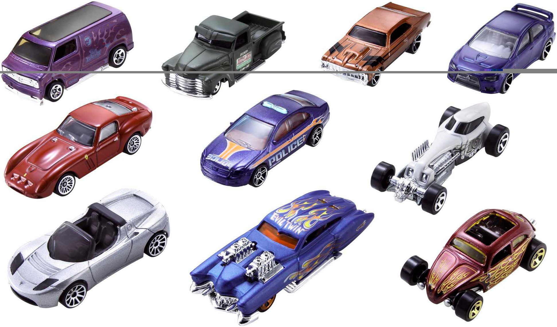 Spielzeug-Auto Hot Wheels Set mit 10 Fahrzeugen