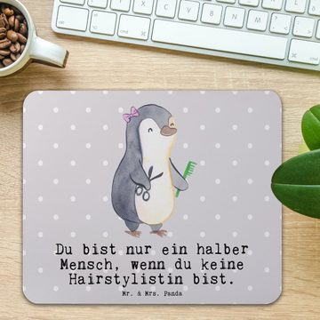Mr. & Mrs. Panda Mauspad Hairstylistin Herz - Grau Pastell - Geschenk, Frisörin, neue Frisur, (1-St), Made in Germany